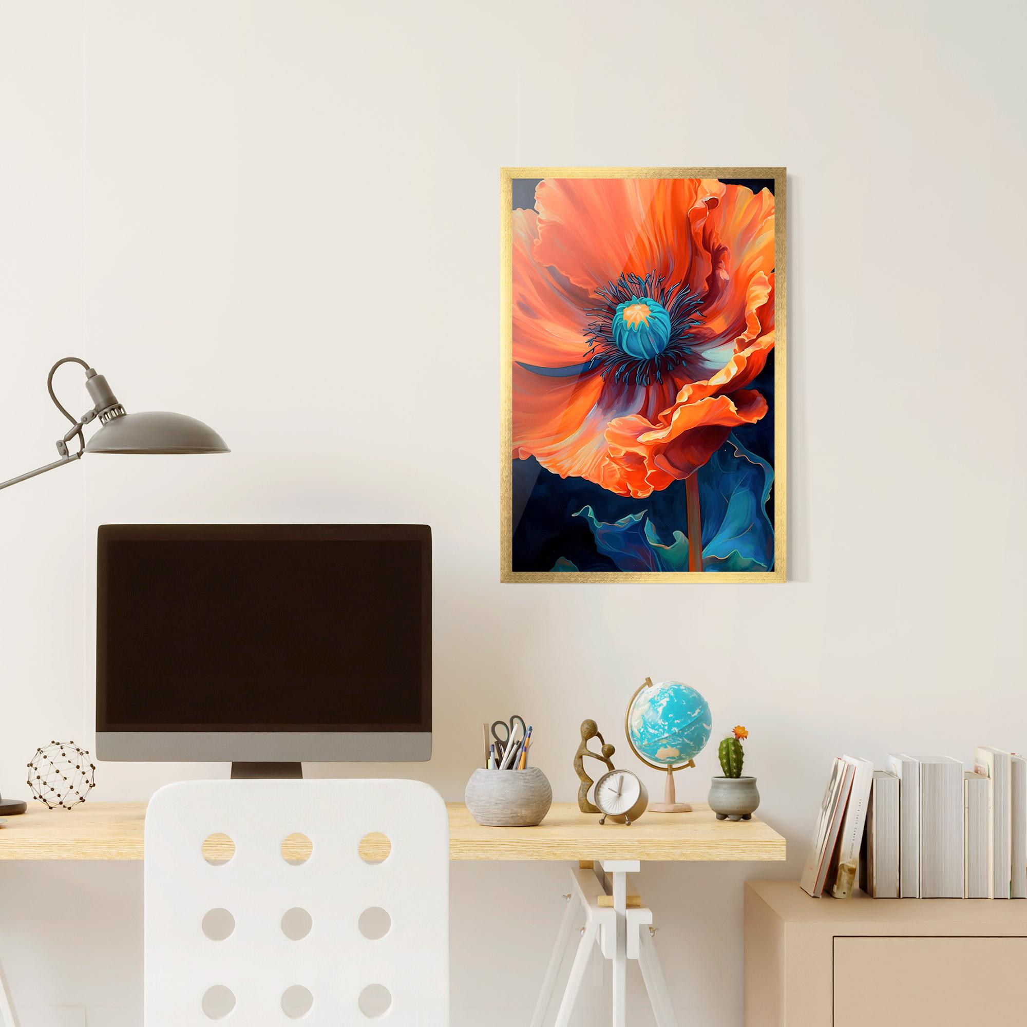 Poster Înrămat Orange Blue Poppy mockup 6
