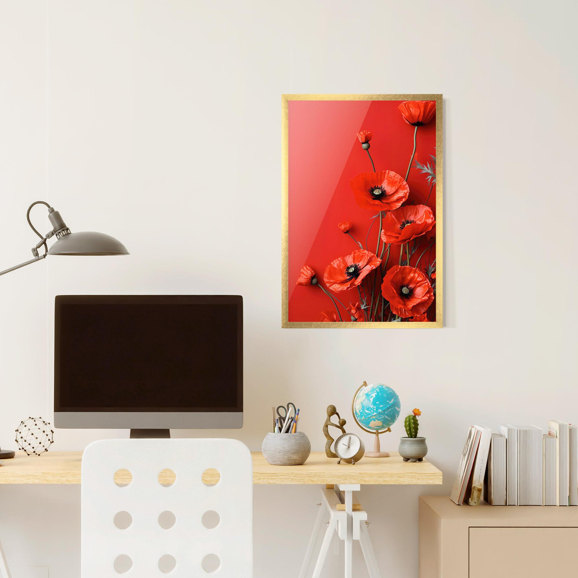 Poster Înrămat Poppies On The Table mockup 6