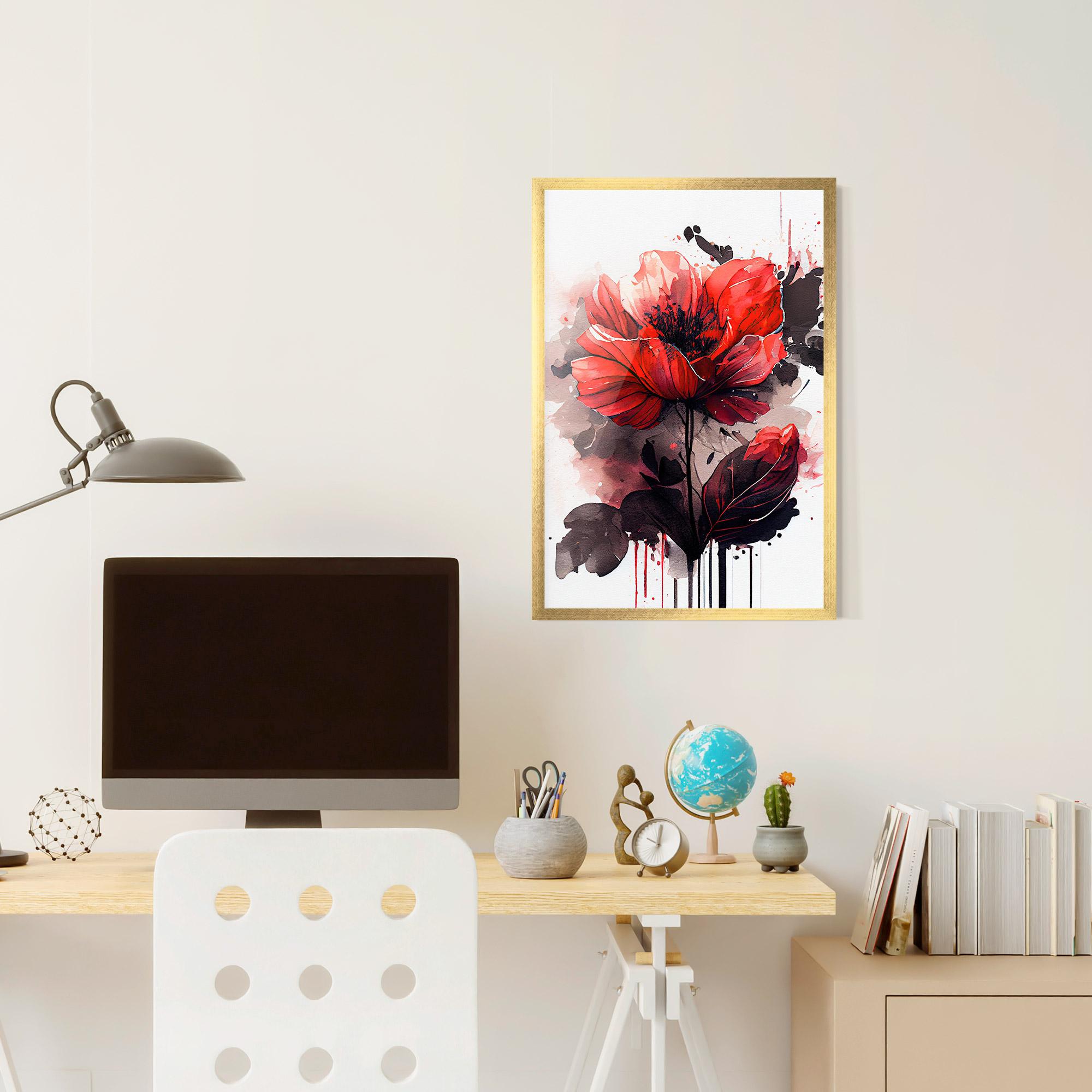 Poster Înrămat Watercolor Poppy mockup 6