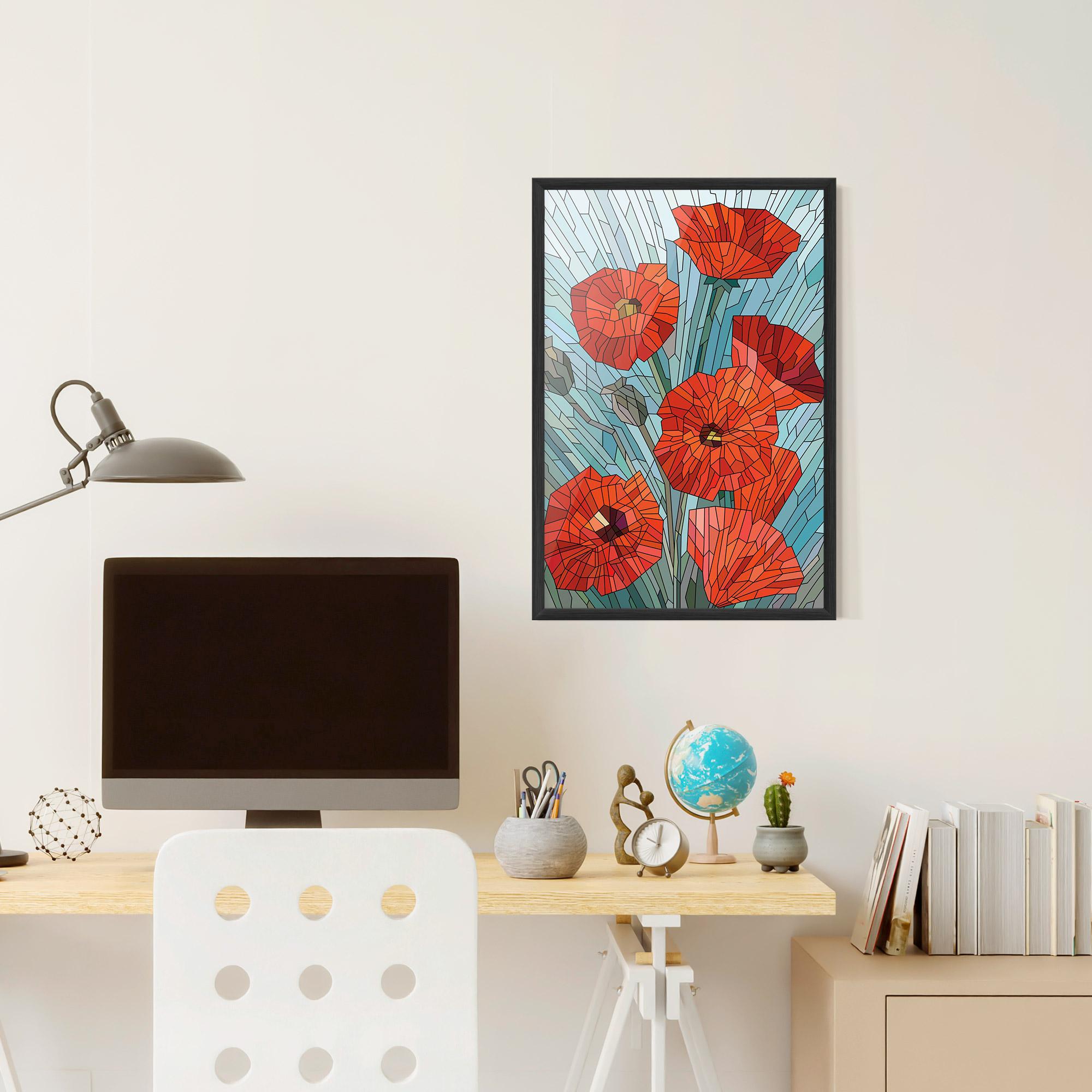 Poster Înrămat Blue Glass Poppy mockup 6