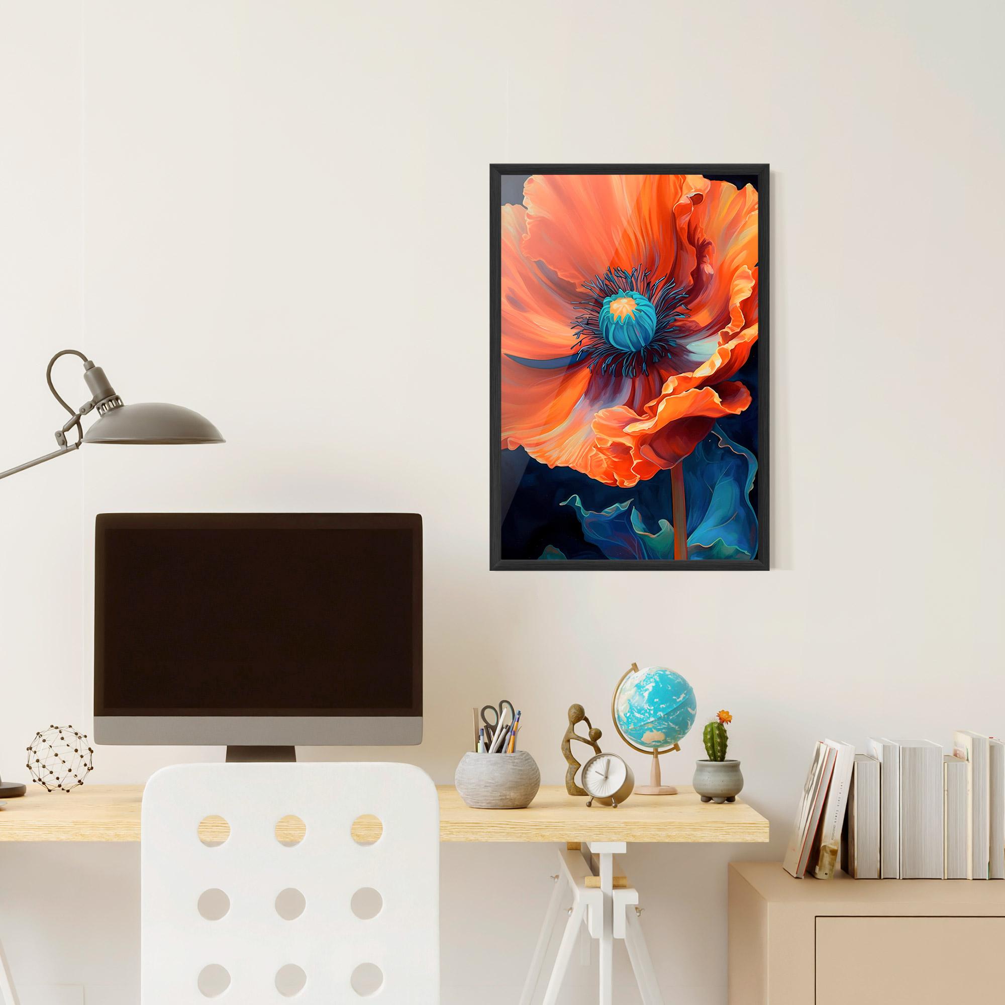 Poster Înrămat Orange Blue Poppy mockup 6