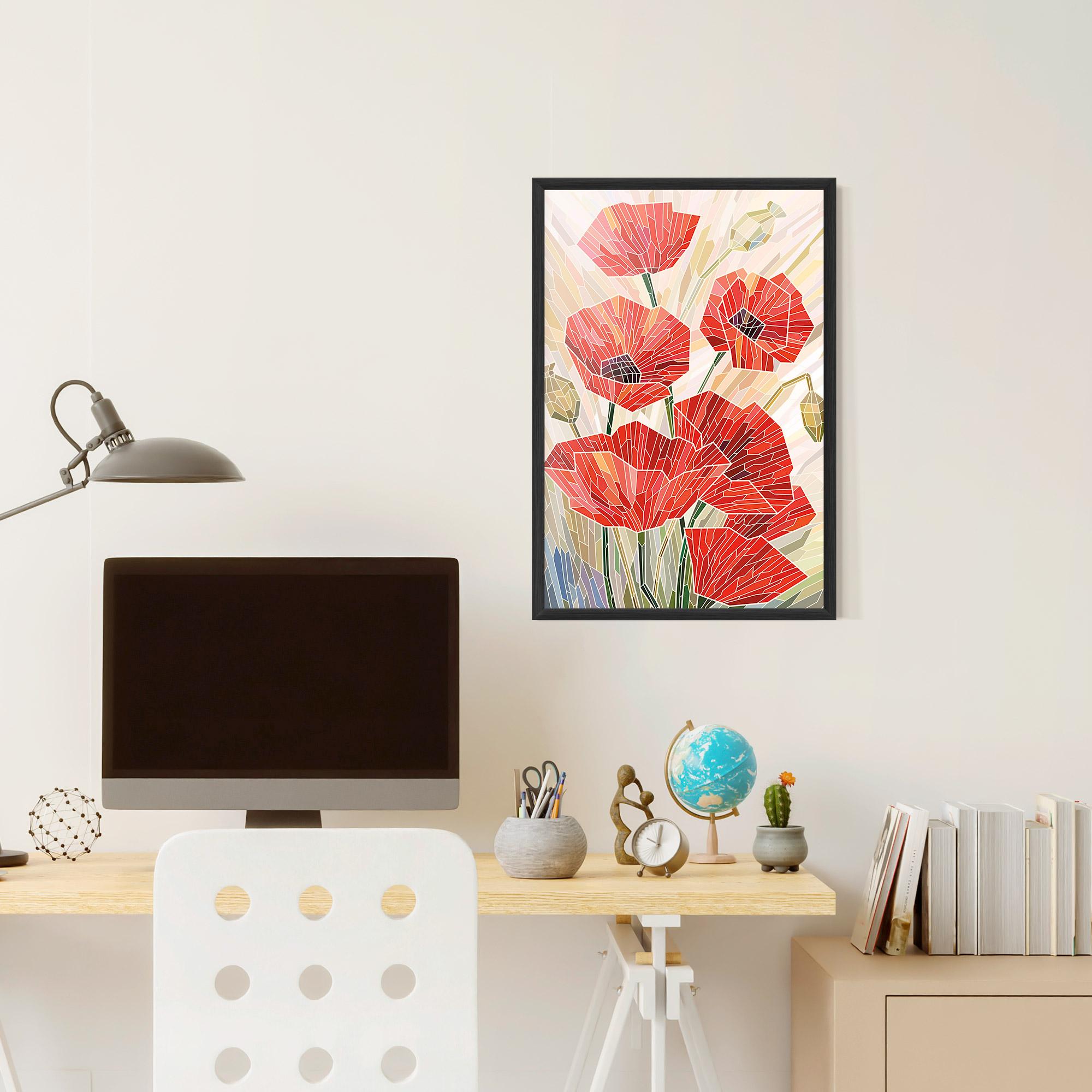 Poster Înrămat Poppy Stained Glass mockup 6