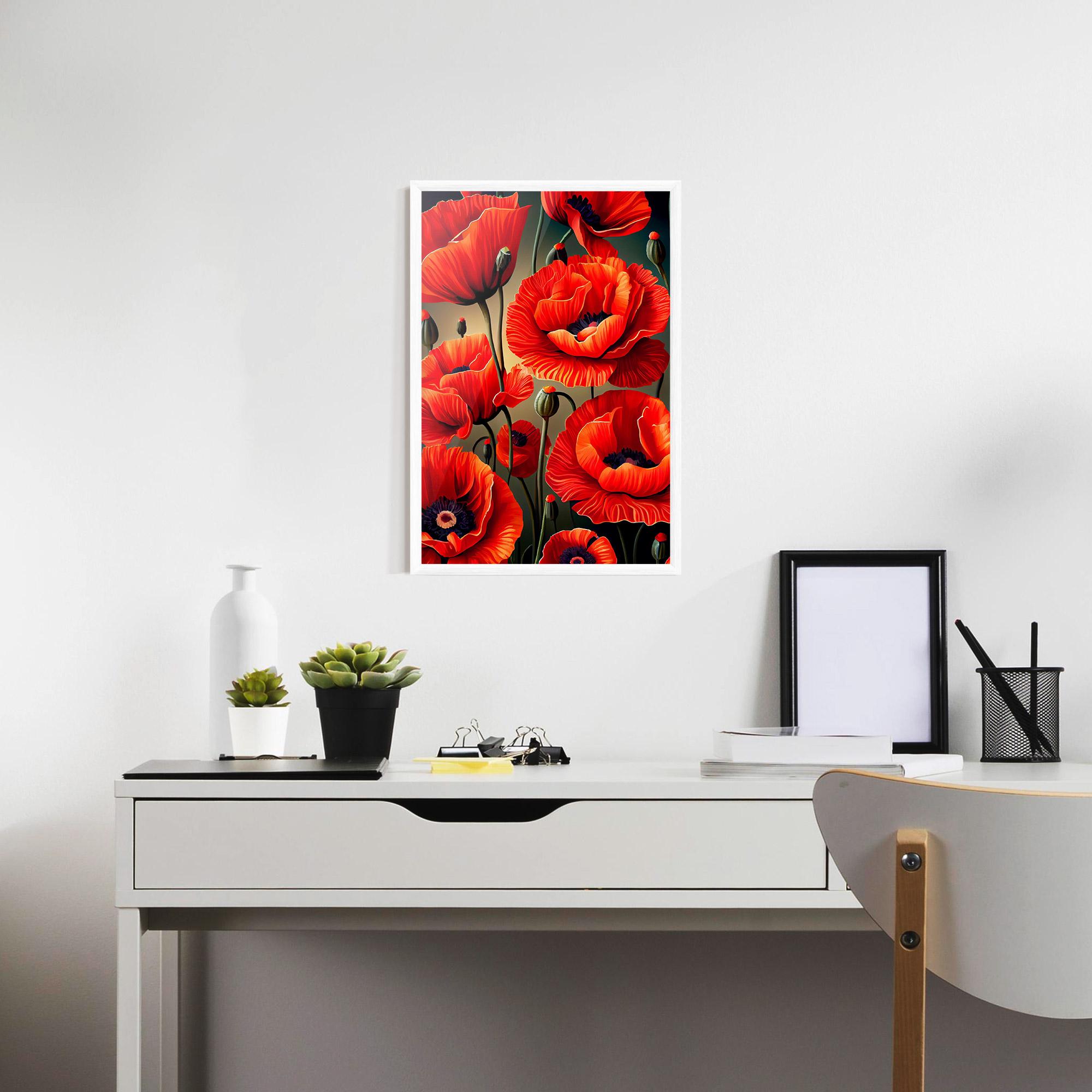 Poster Înrămat Pretty Poppy On Green mockup 7