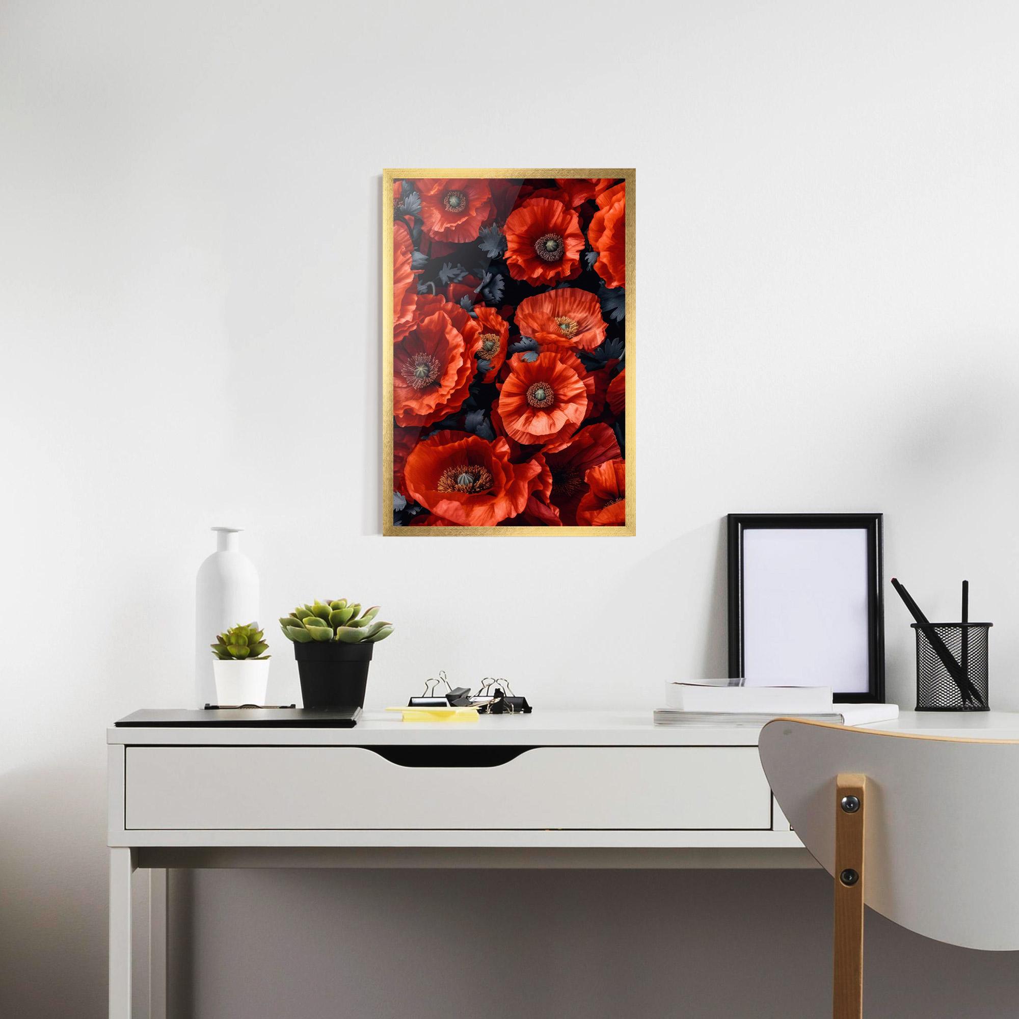 Poster Înrămat Black Red Poppies mockup 7