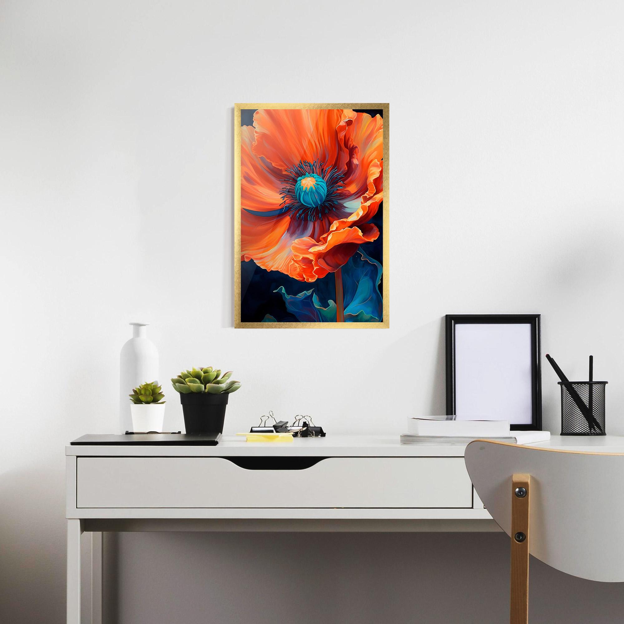 Poster Înrămat Orange Blue Poppy mockup 7