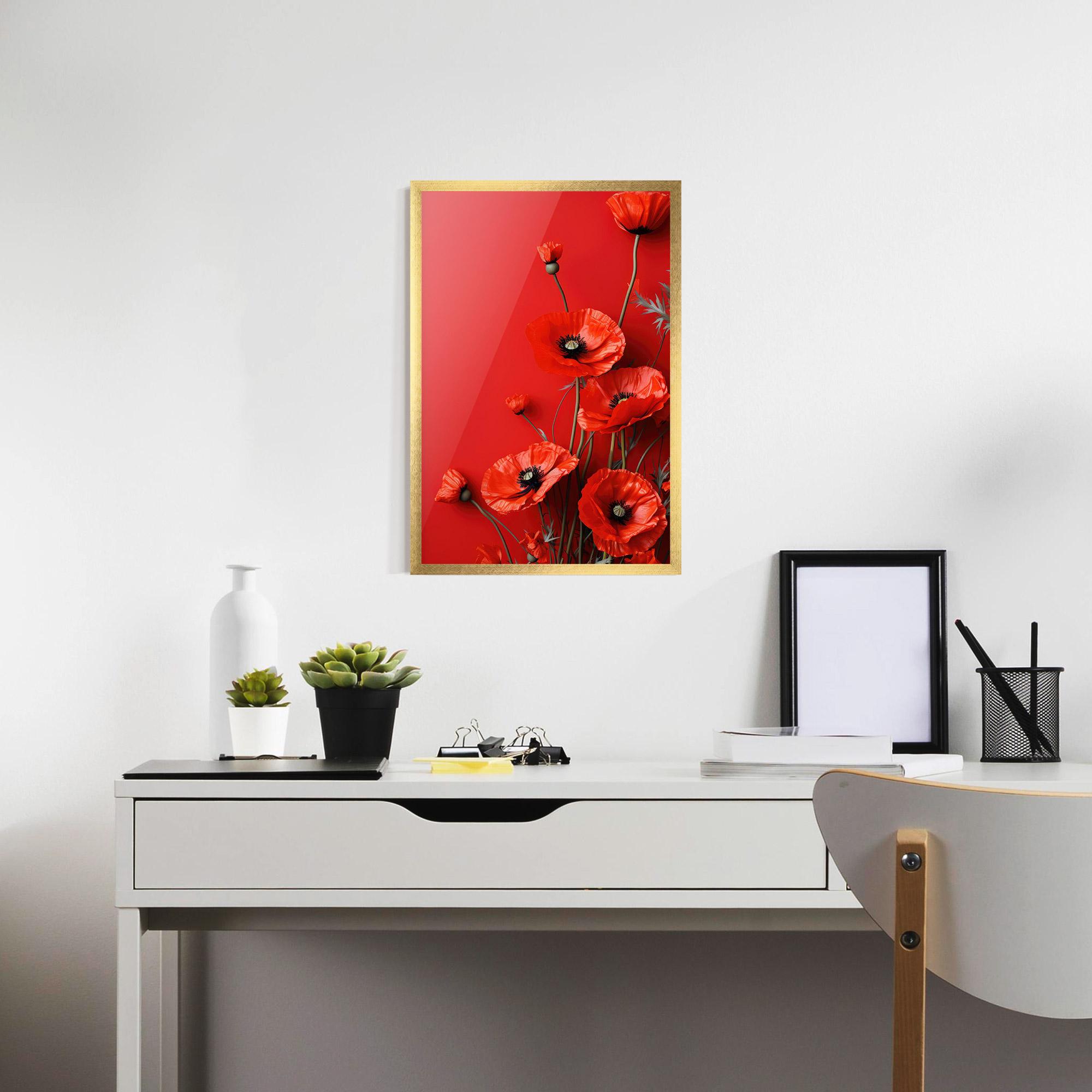 Poster Înrămat Poppies On The Table mockup 7