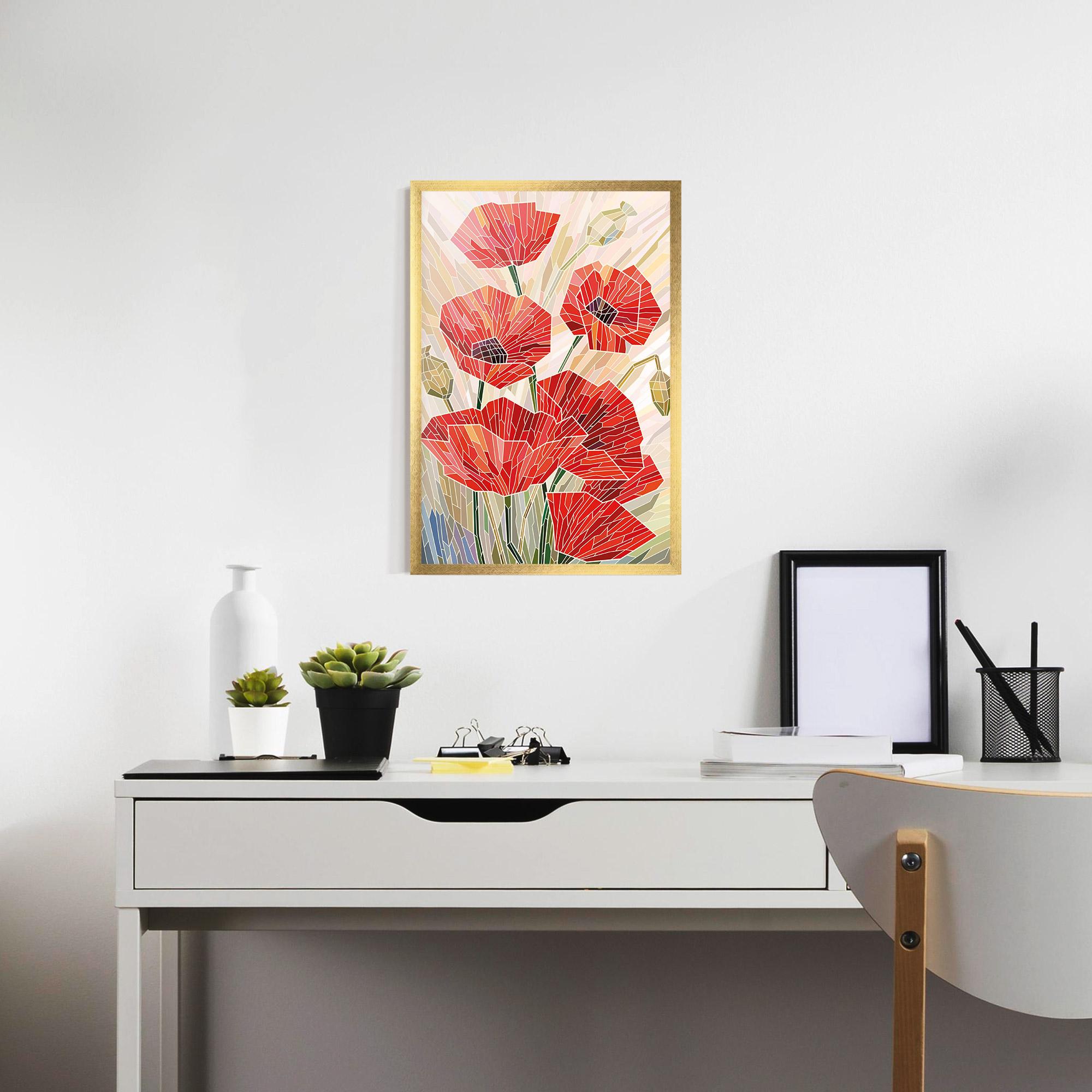 Poster Înrămat Poppy Stained Glass mockup 7