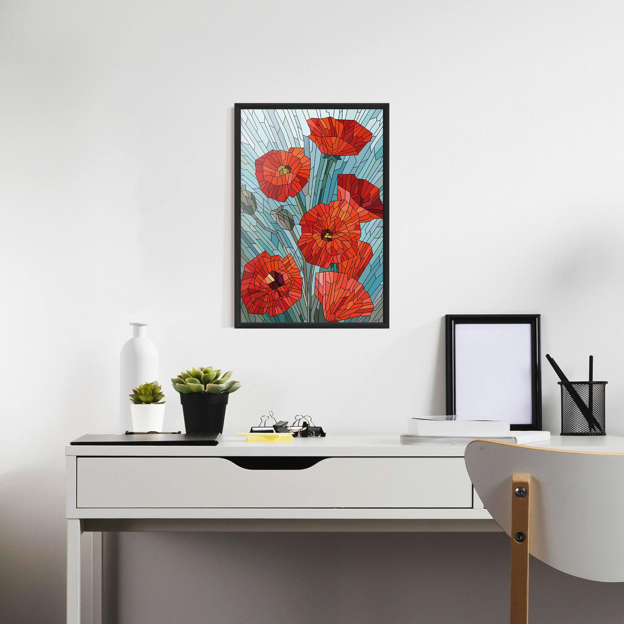 Poster Înrămat Blue Glass Poppy mockup 7