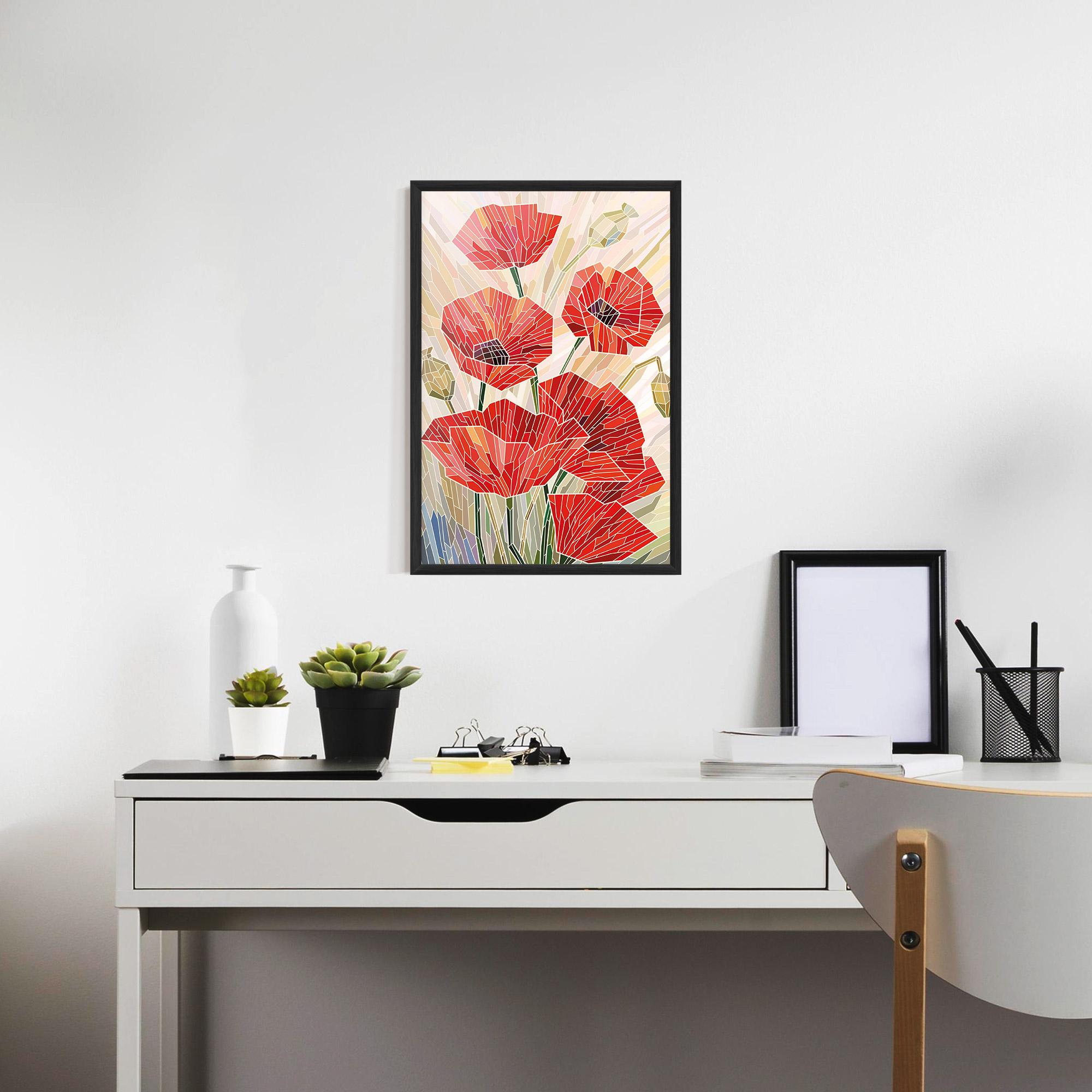 Poster Înrămat Poppy Stained Glass mockup 7