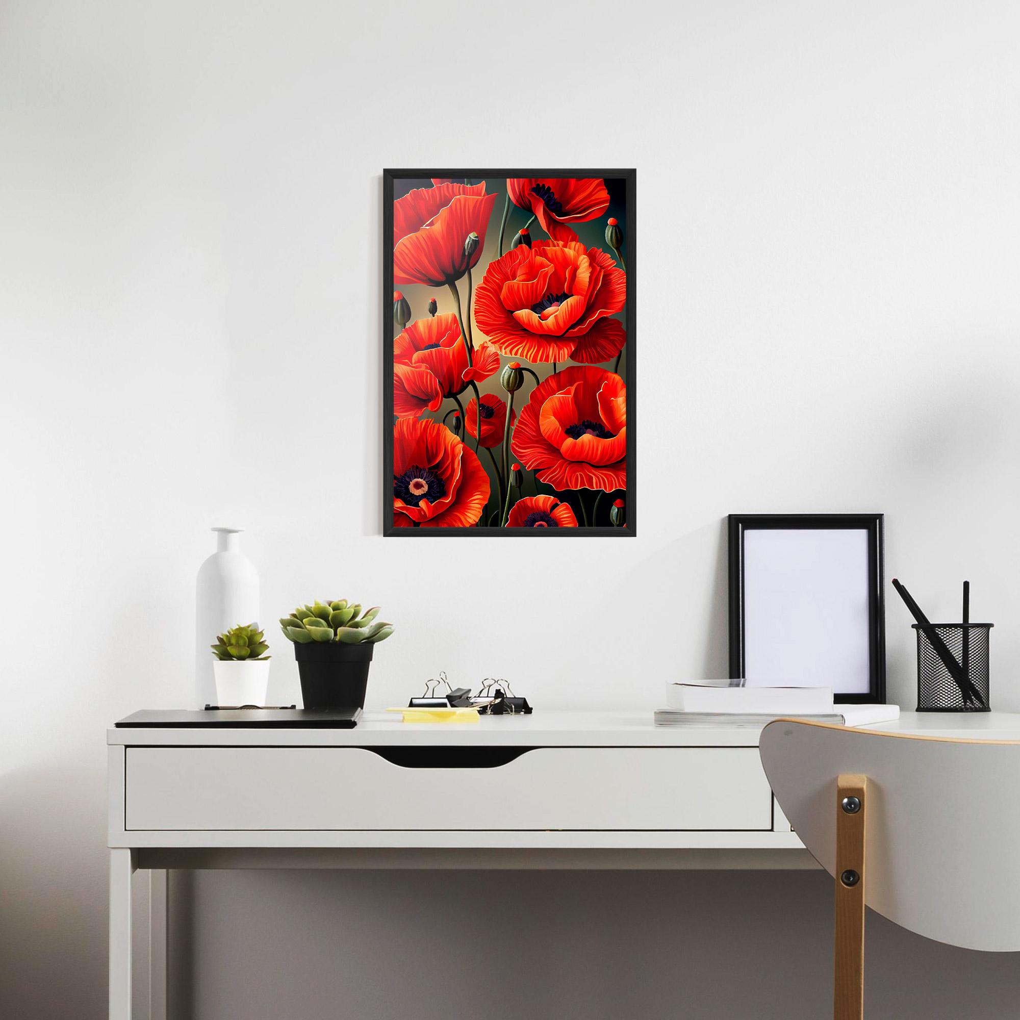 Poster Înrămat Pretty Poppy On Green mockup 7