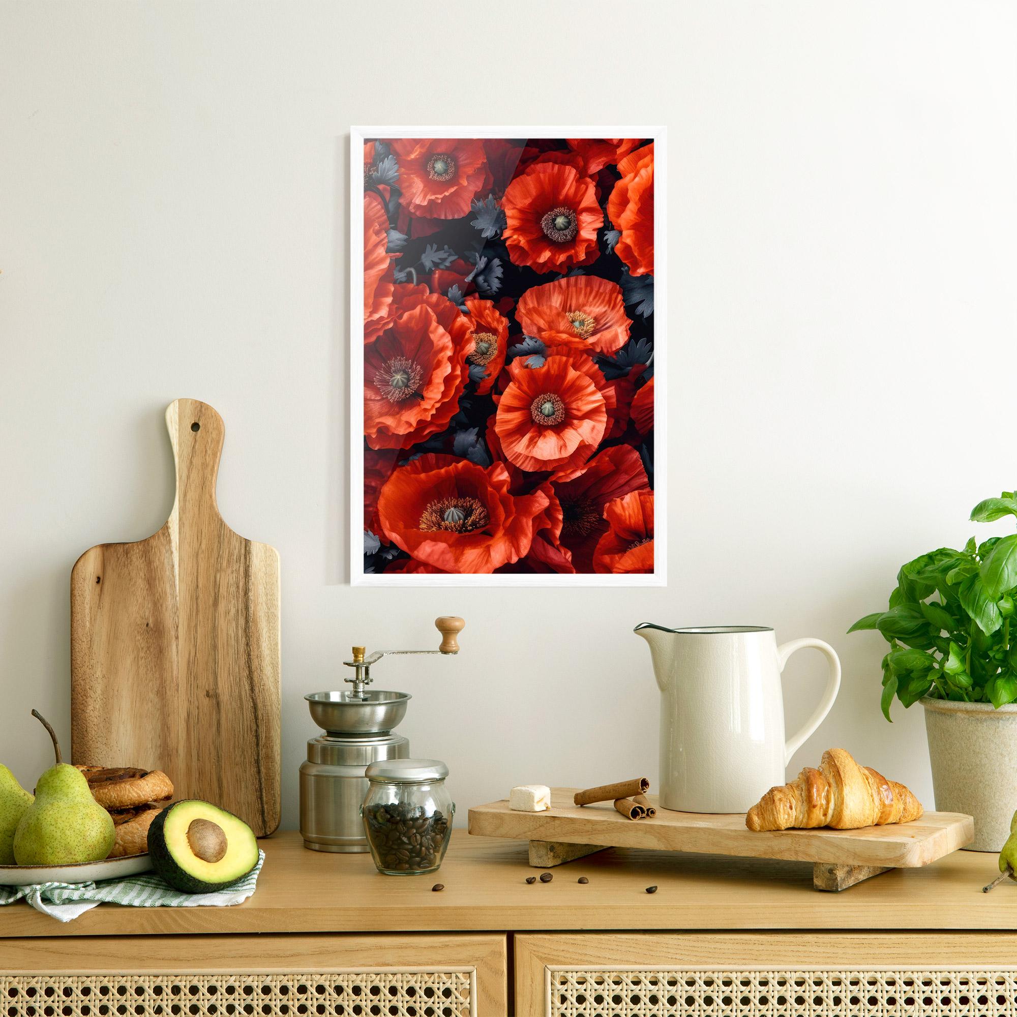 Poster Înrămat Black Red Poppies mockup 8
