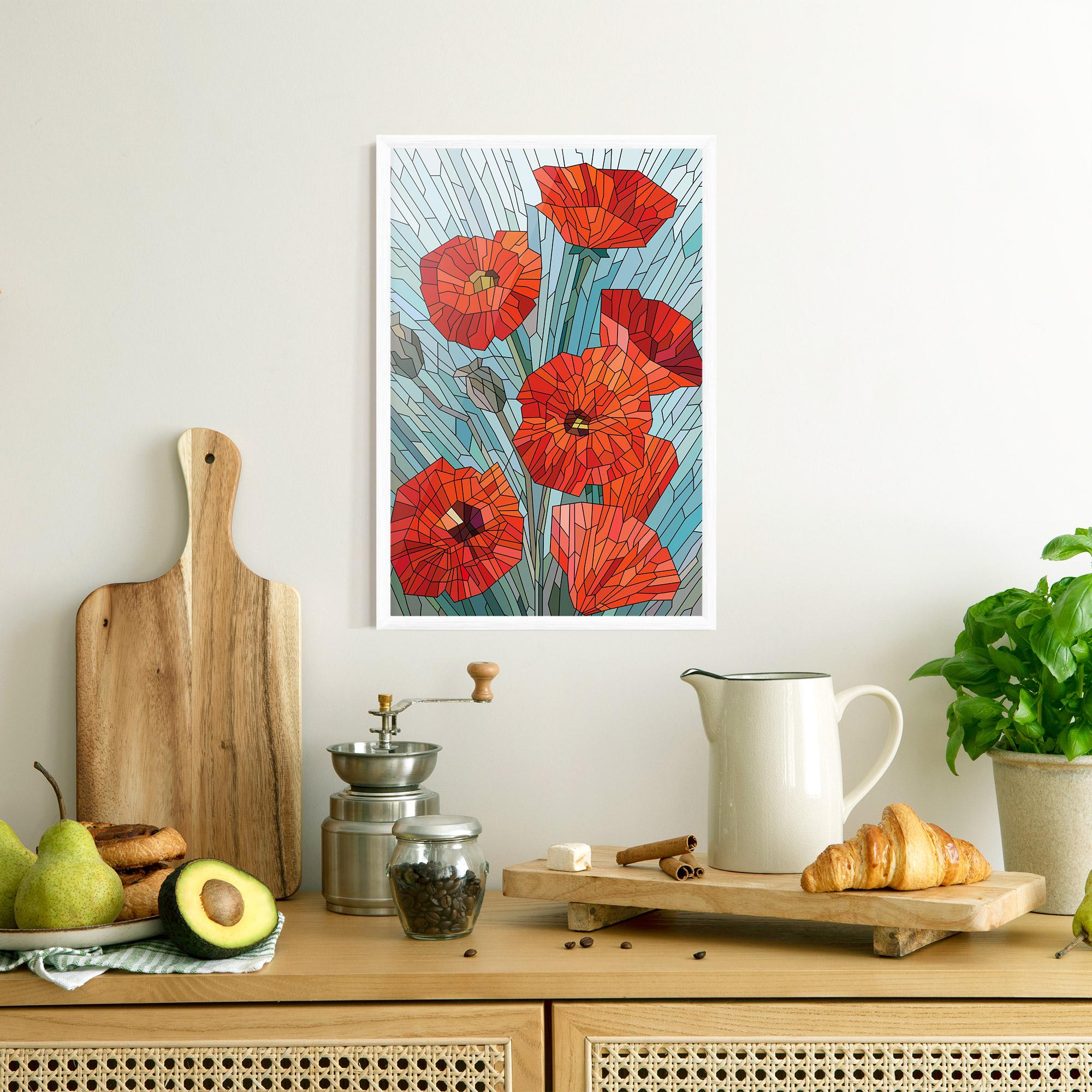Poster Înrămat Blue Glass Poppy mockup 8