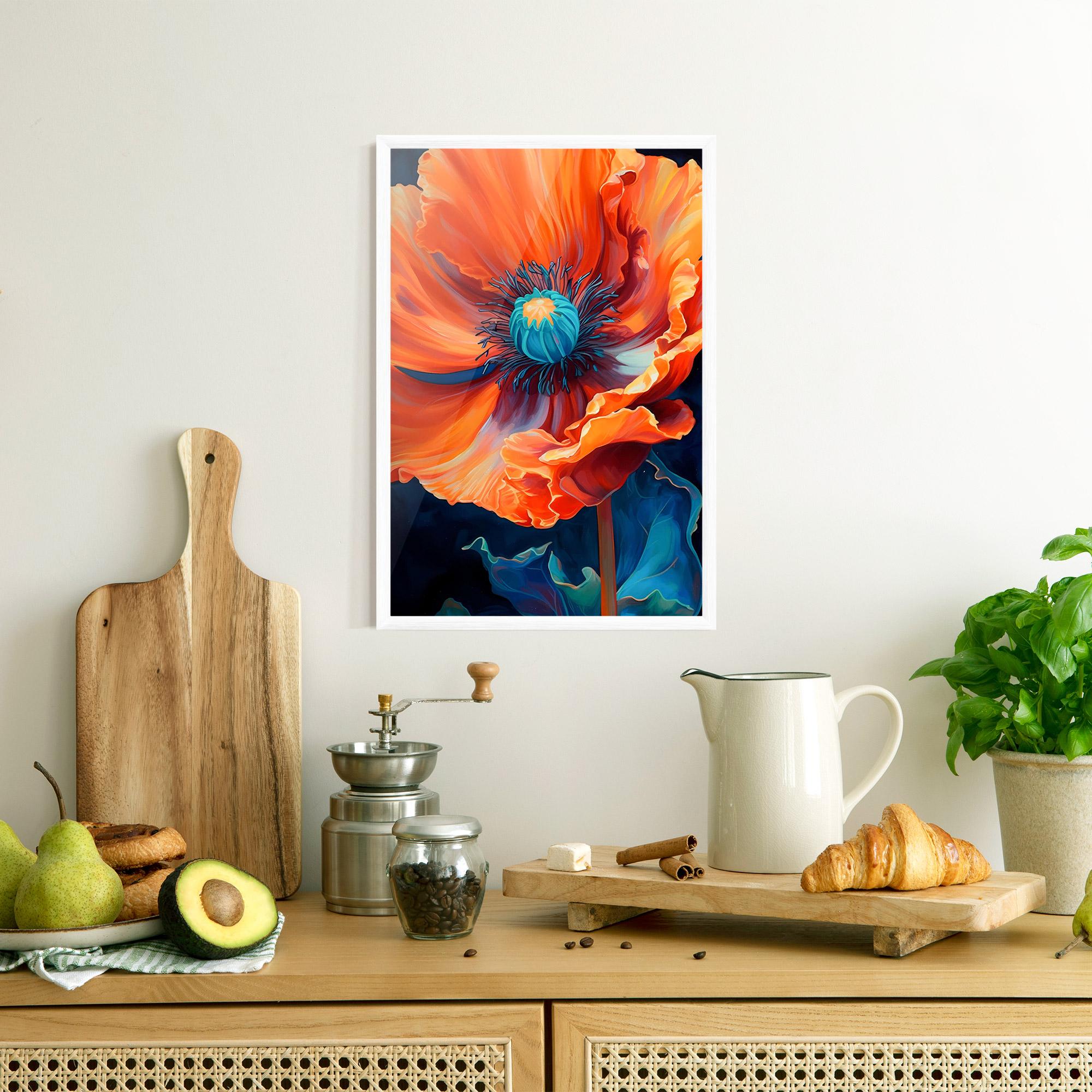 Poster Înrămat Orange Blue Poppy mockup 8