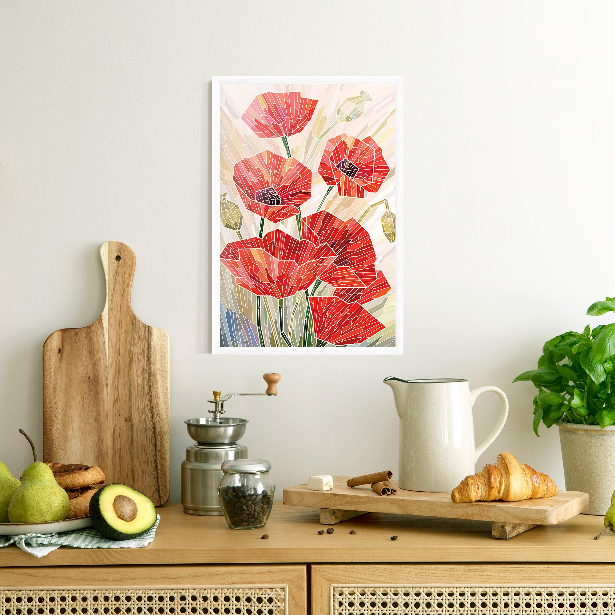 Poster Înrămat Poppy Stained Glass mockup 8