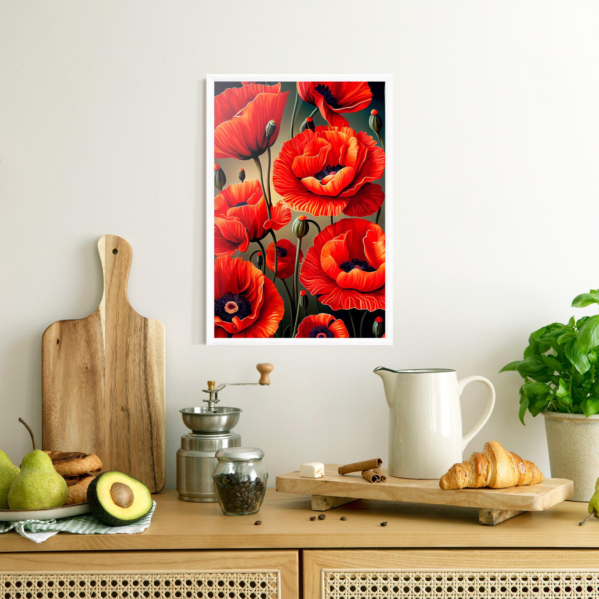 Poster Înrămat Pretty Poppy On Green mockup 8