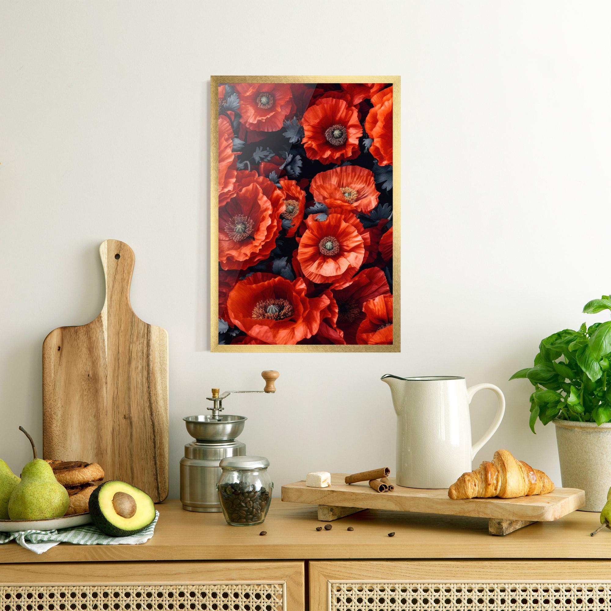 Poster Înrămat Black Red Poppies mockup 8