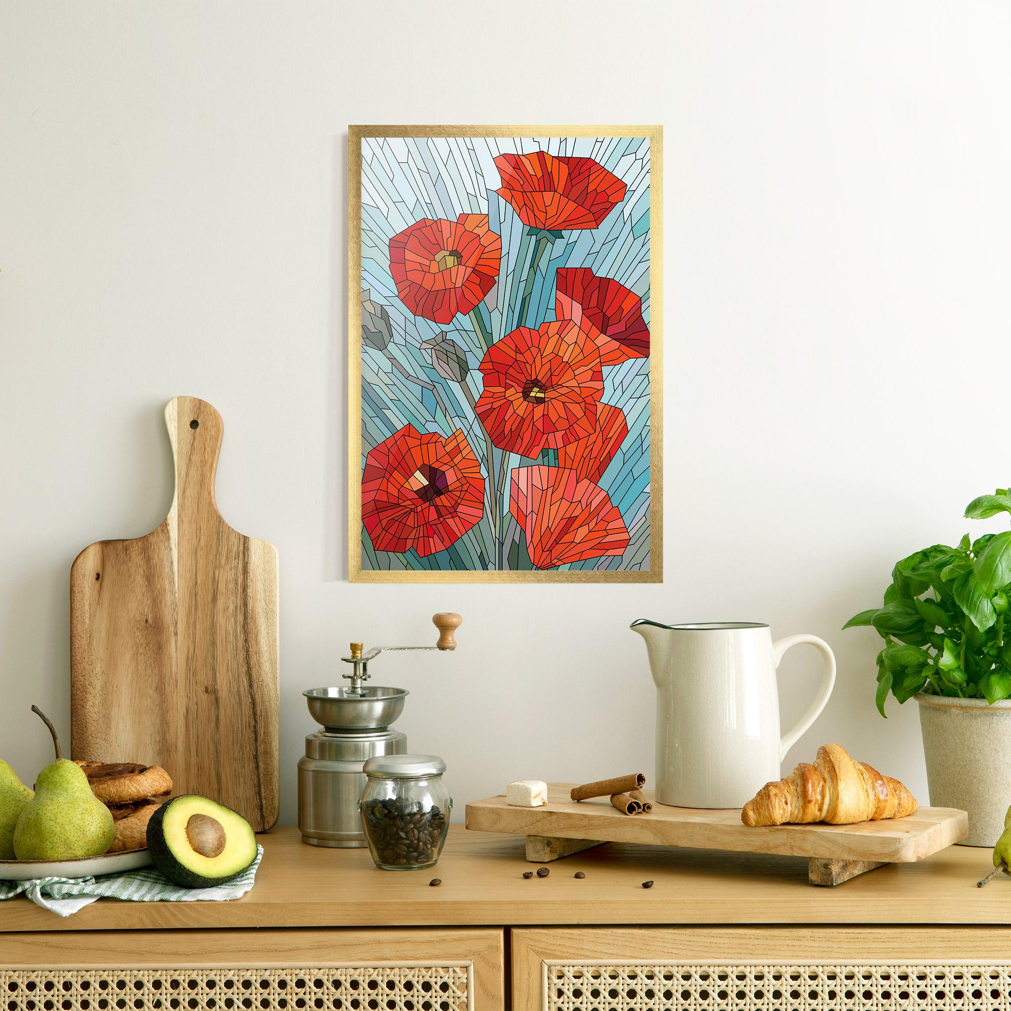 Poster Înrămat Blue Glass Poppy mockup 8
