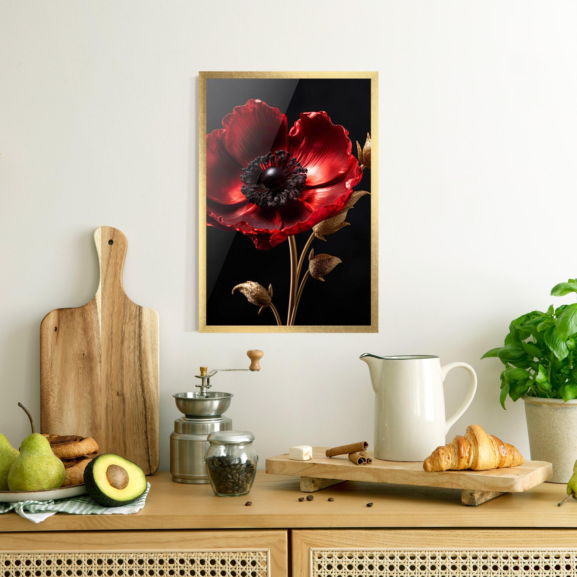 Poster Înrămat Dark Red Poppy mockup 8