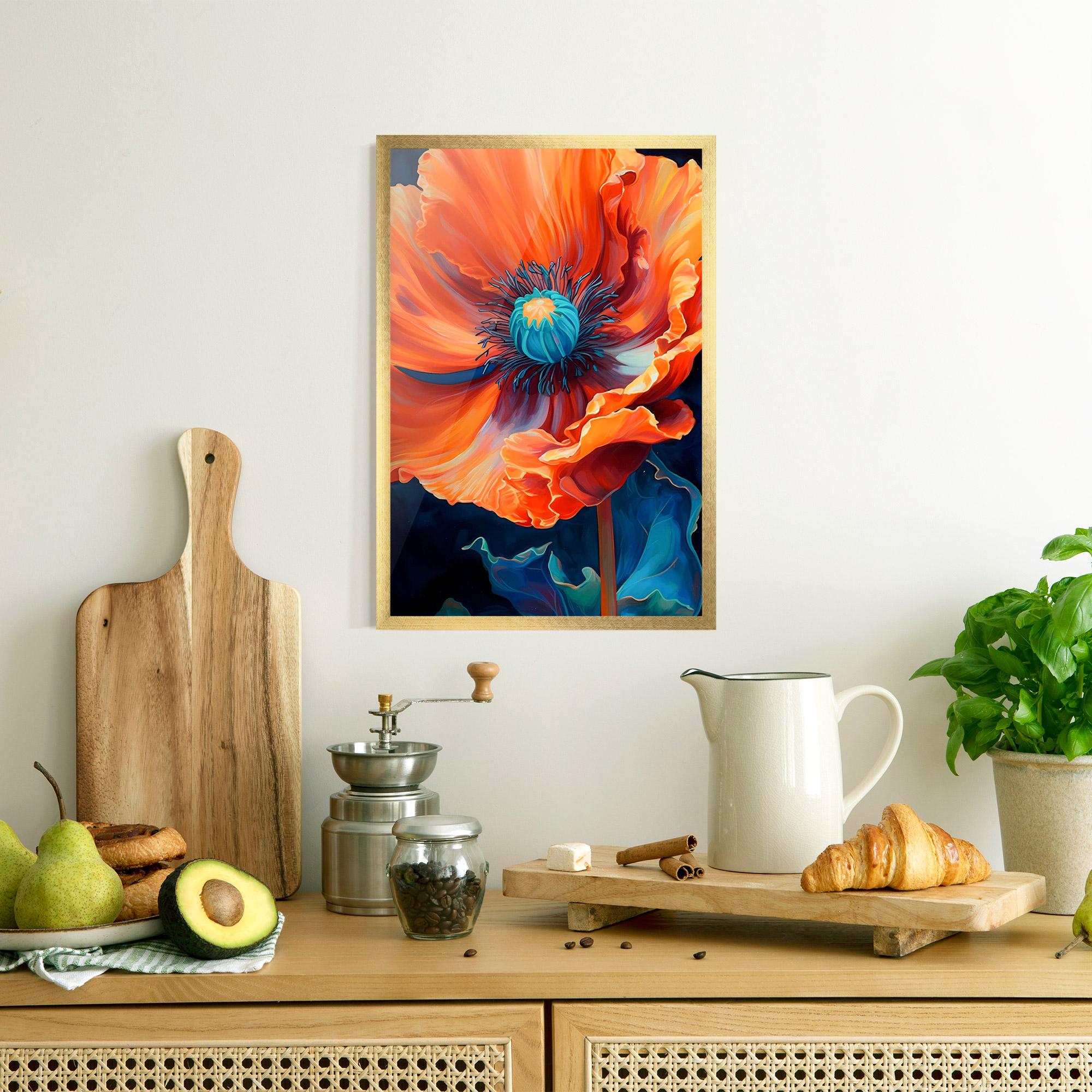 Poster Înrămat Orange Blue Poppy mockup 8