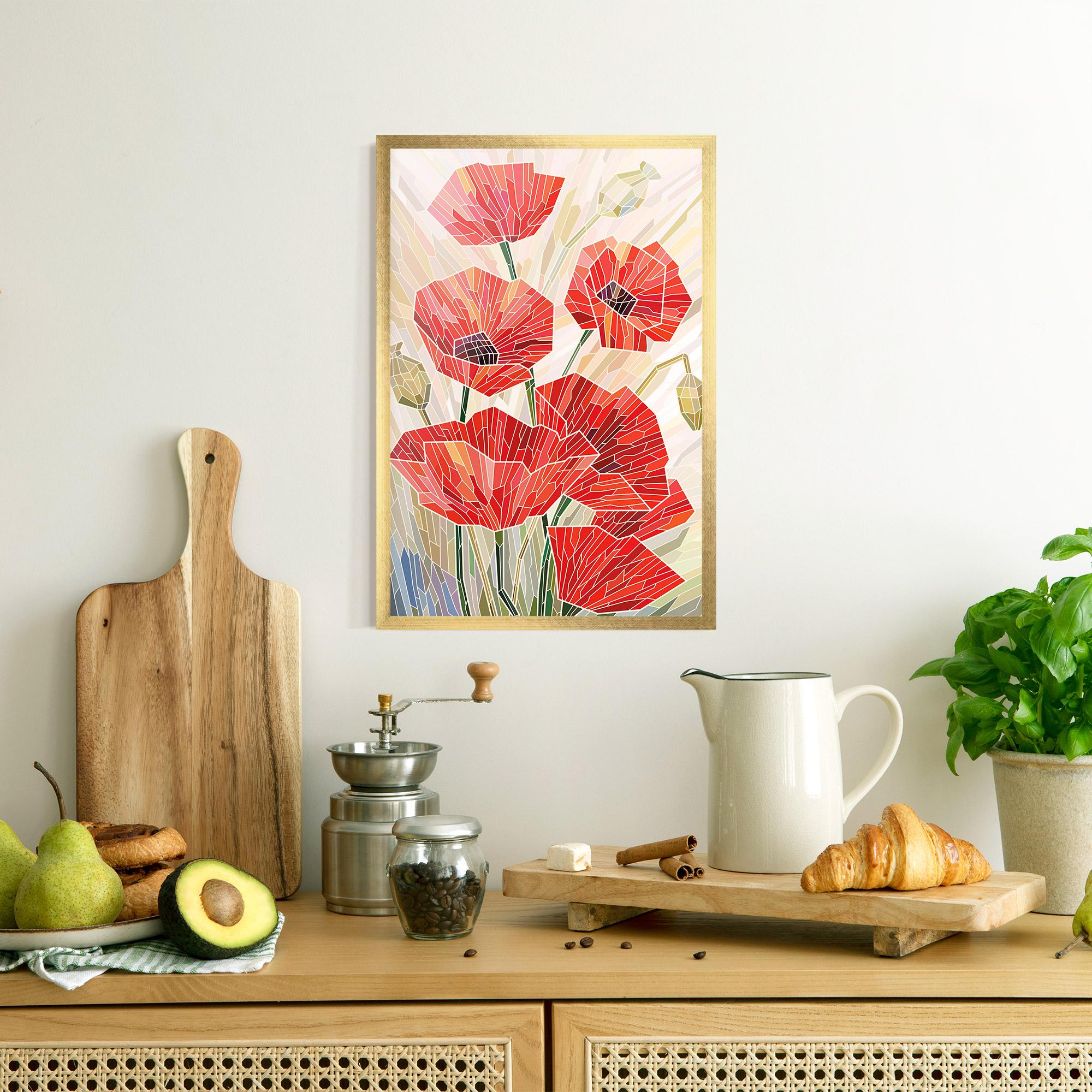 Poster Înrămat Poppy Stained Glass mockup 8