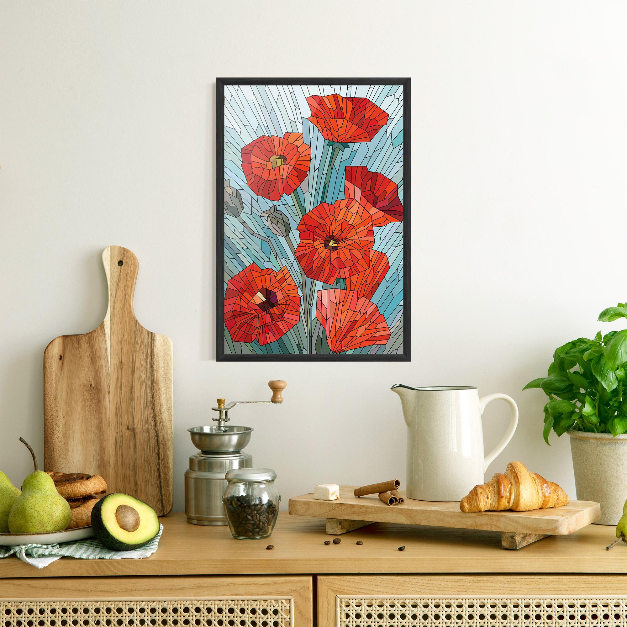 Poster Înrămat Blue Glass Poppy mockup 8