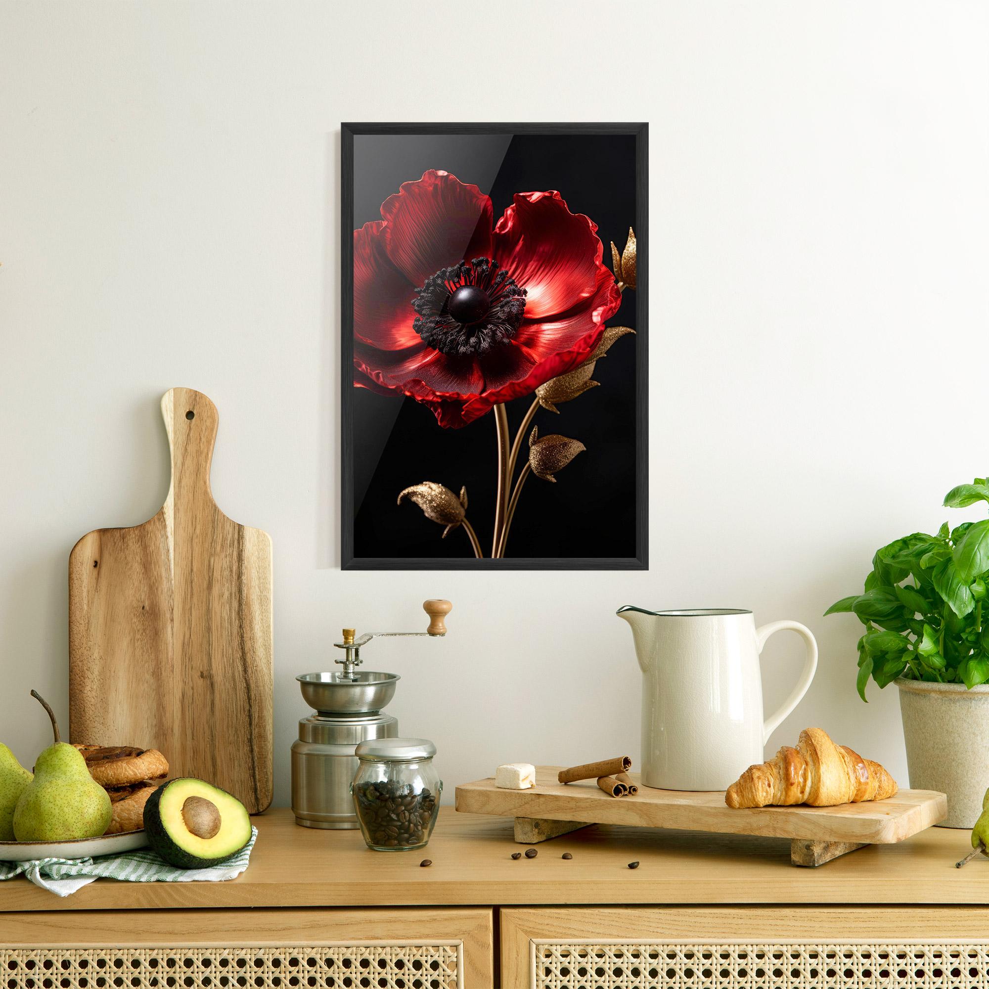 Poster Înrămat Dark Red Poppy mockup 8