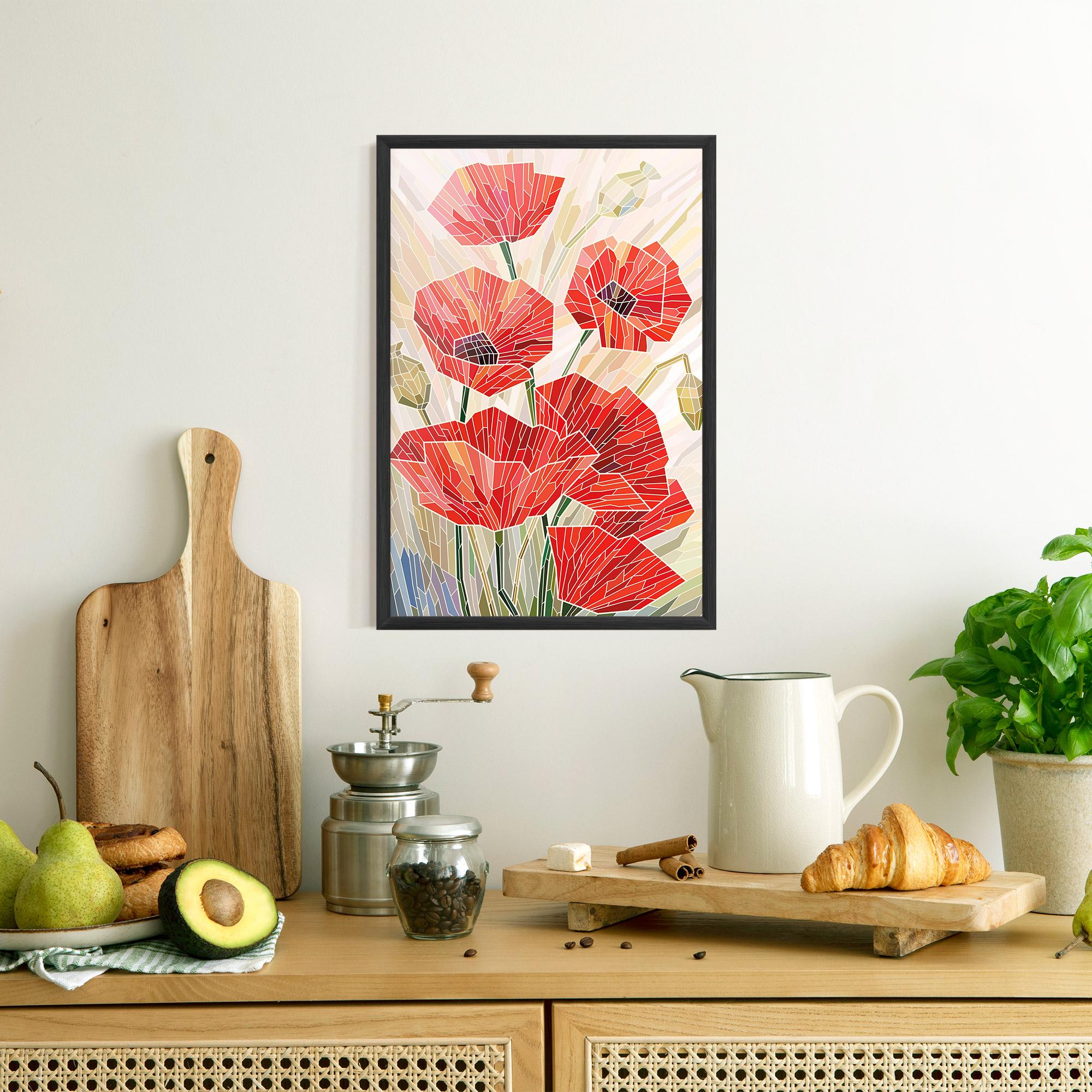 Poster Înrămat Poppy Stained Glass mockup 8
