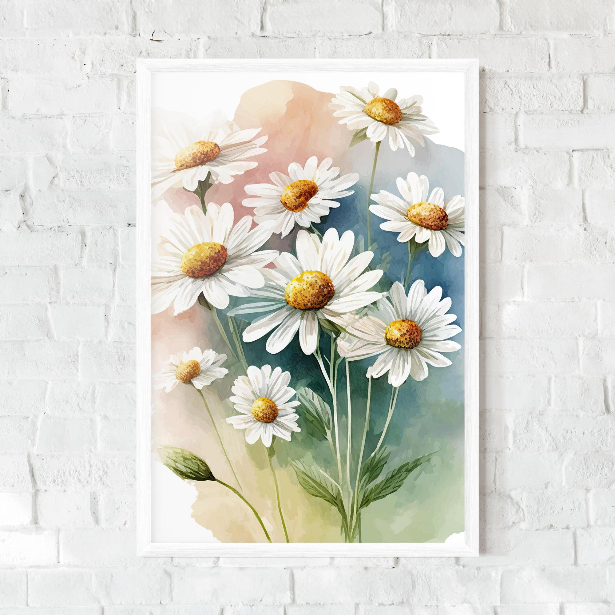 Poster Înrămat White Daisy Art mockup 0