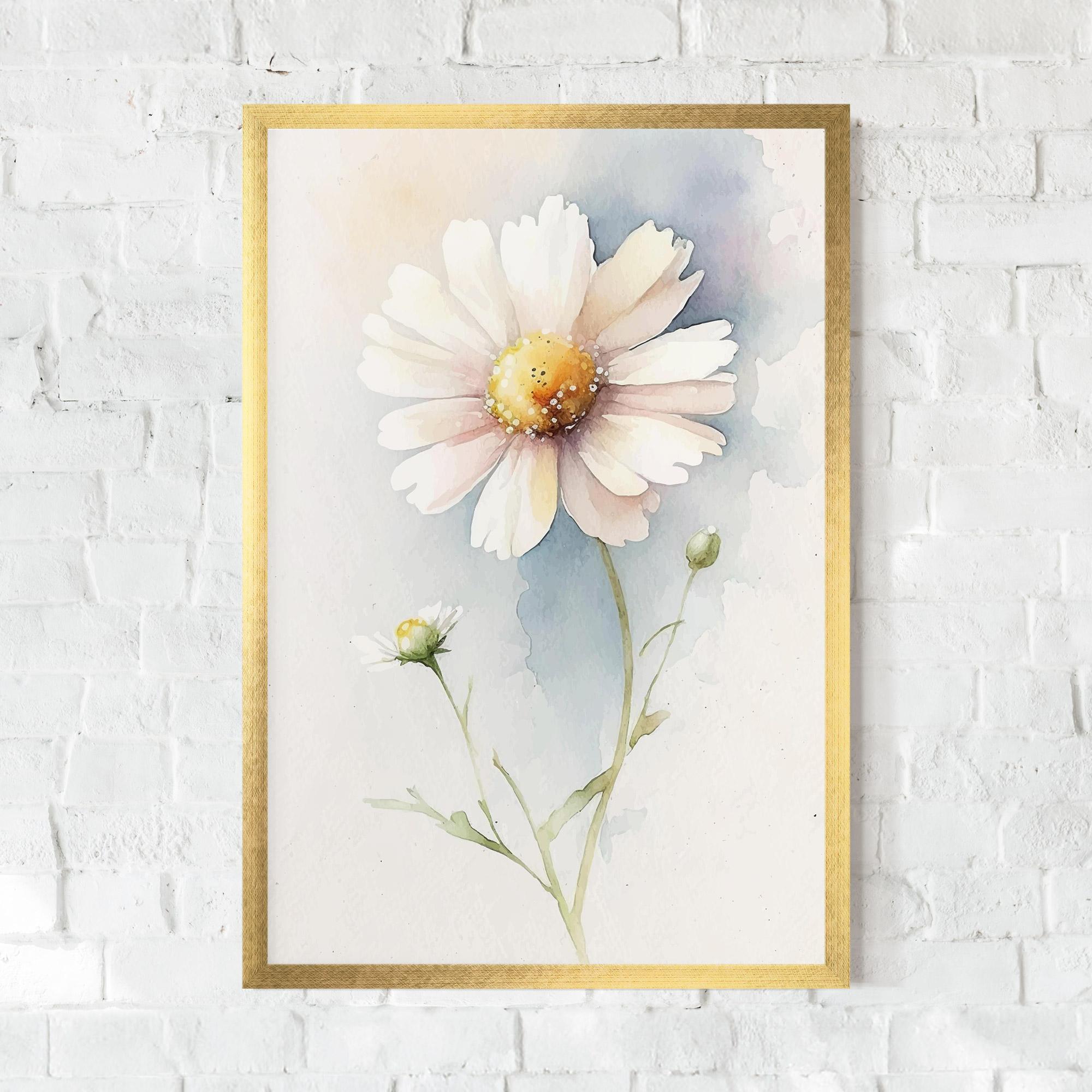 Poster Înrămat Painted White Daisy mockup 0