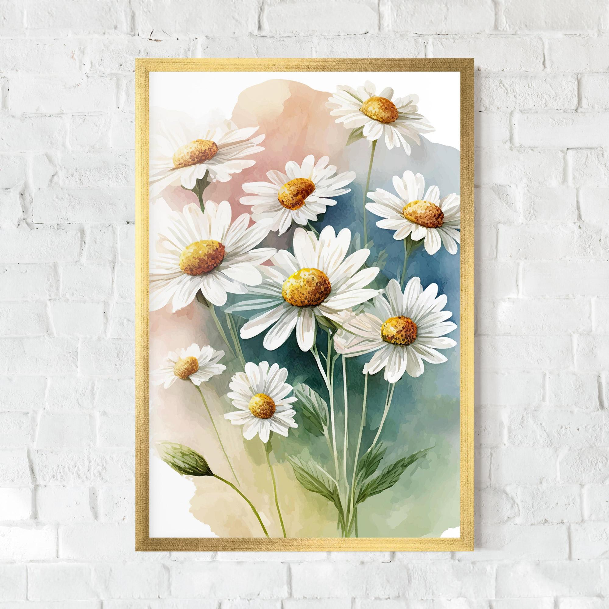 Poster Înrămat White Daisy Art mockup 0