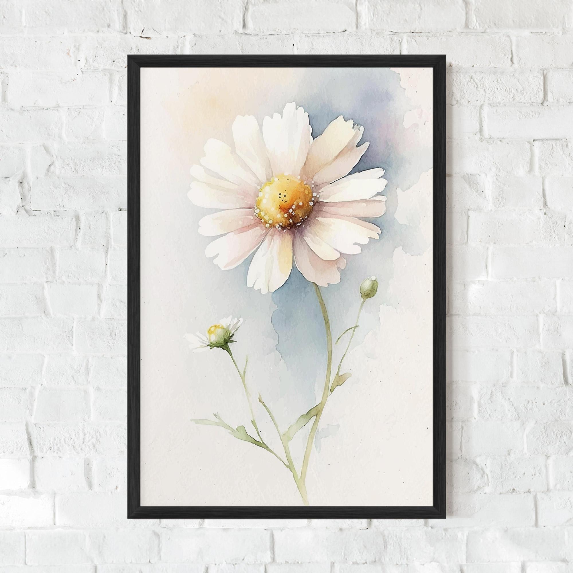 Poster Înrămat Painted White Daisy mockup 0