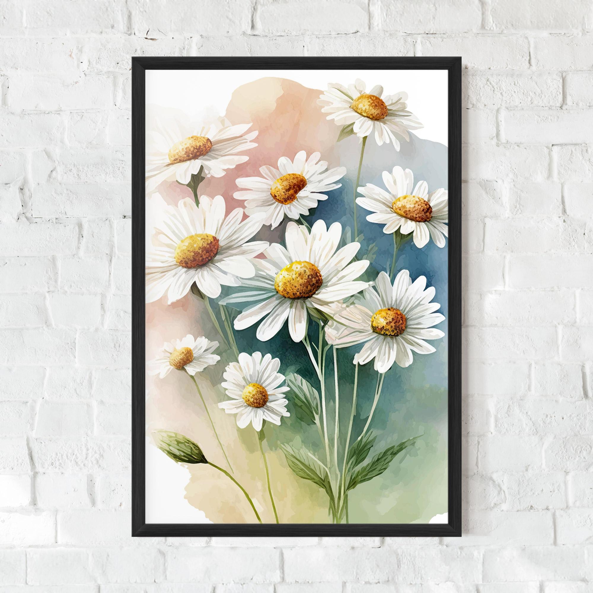 Poster Înrămat White Daisy Art mockup 0