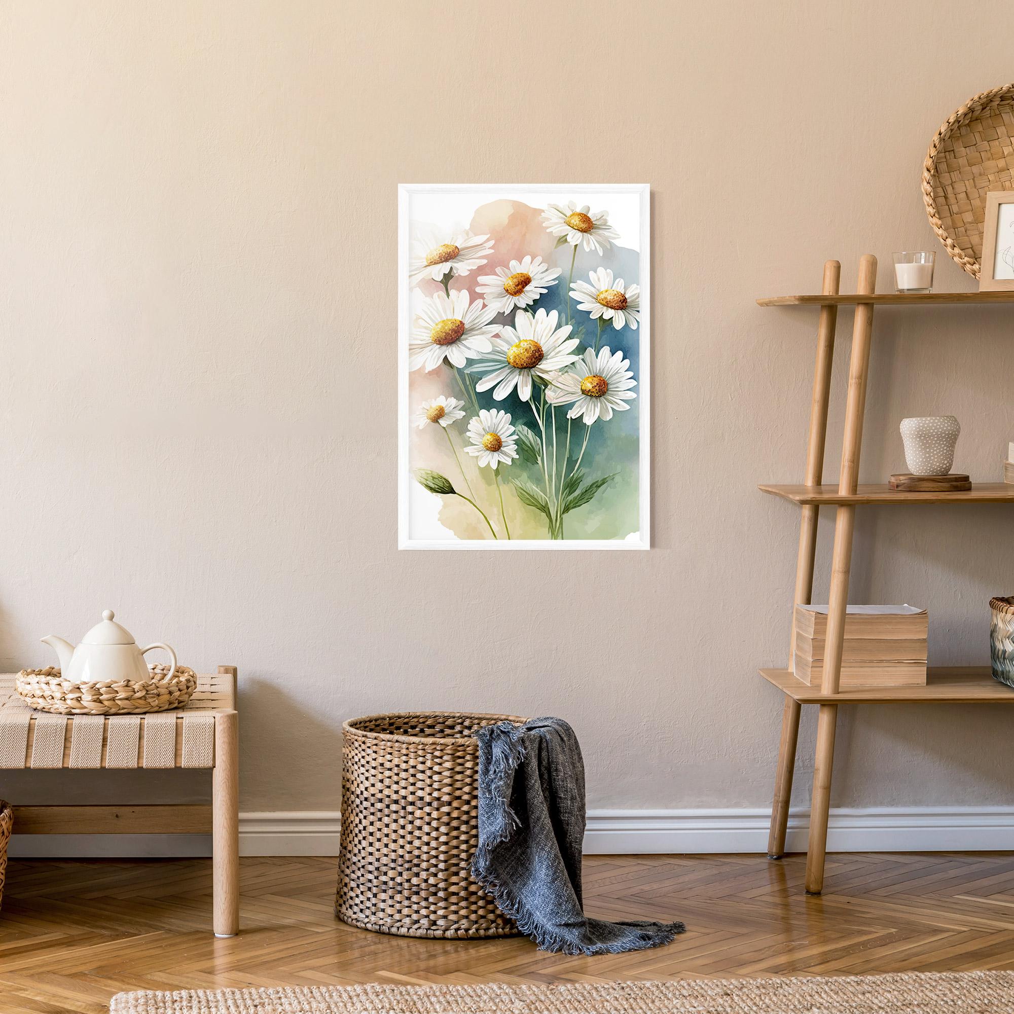Poster Înrămat White Daisy Art mockup 9