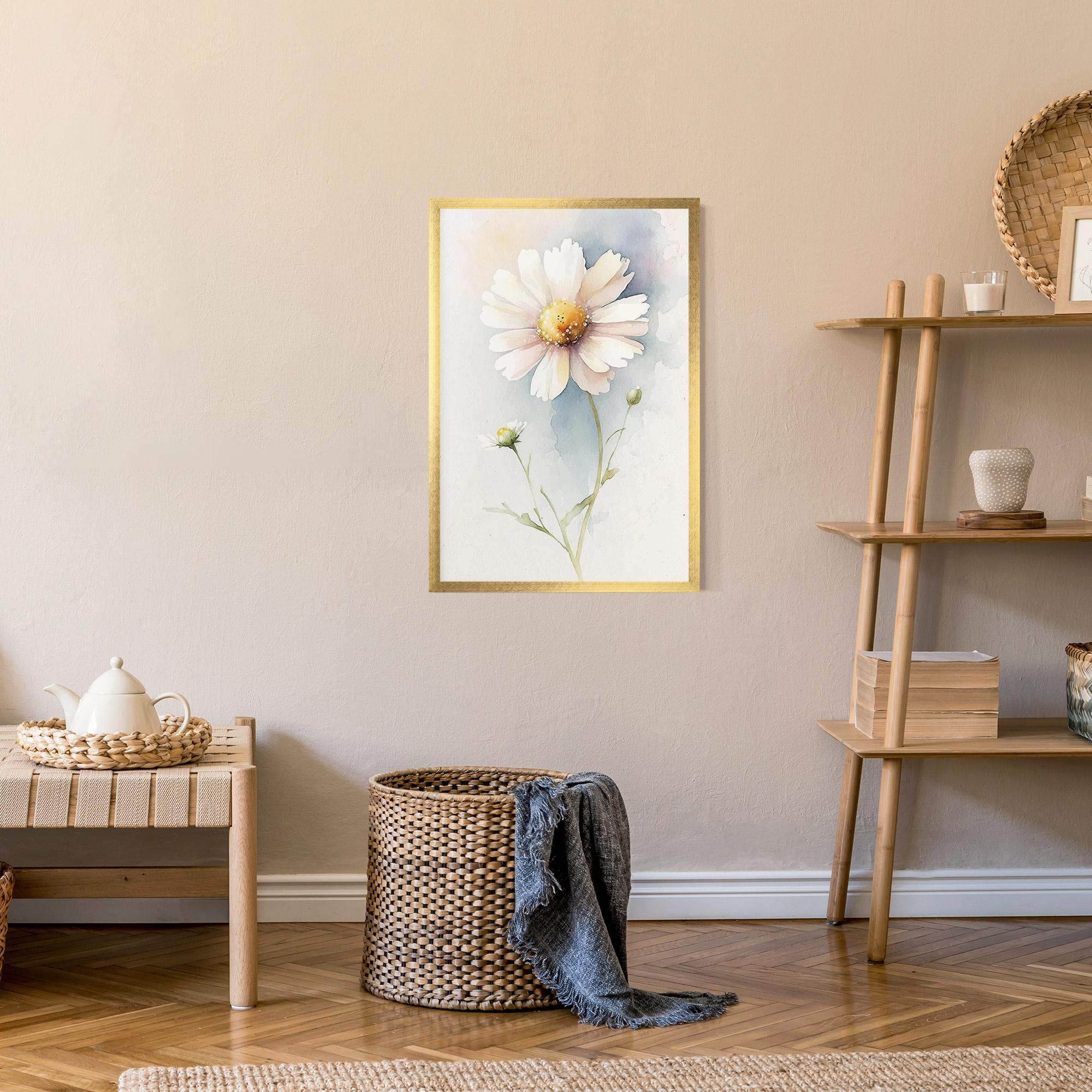 Poster Înrămat Painted White Daisy mockup 9