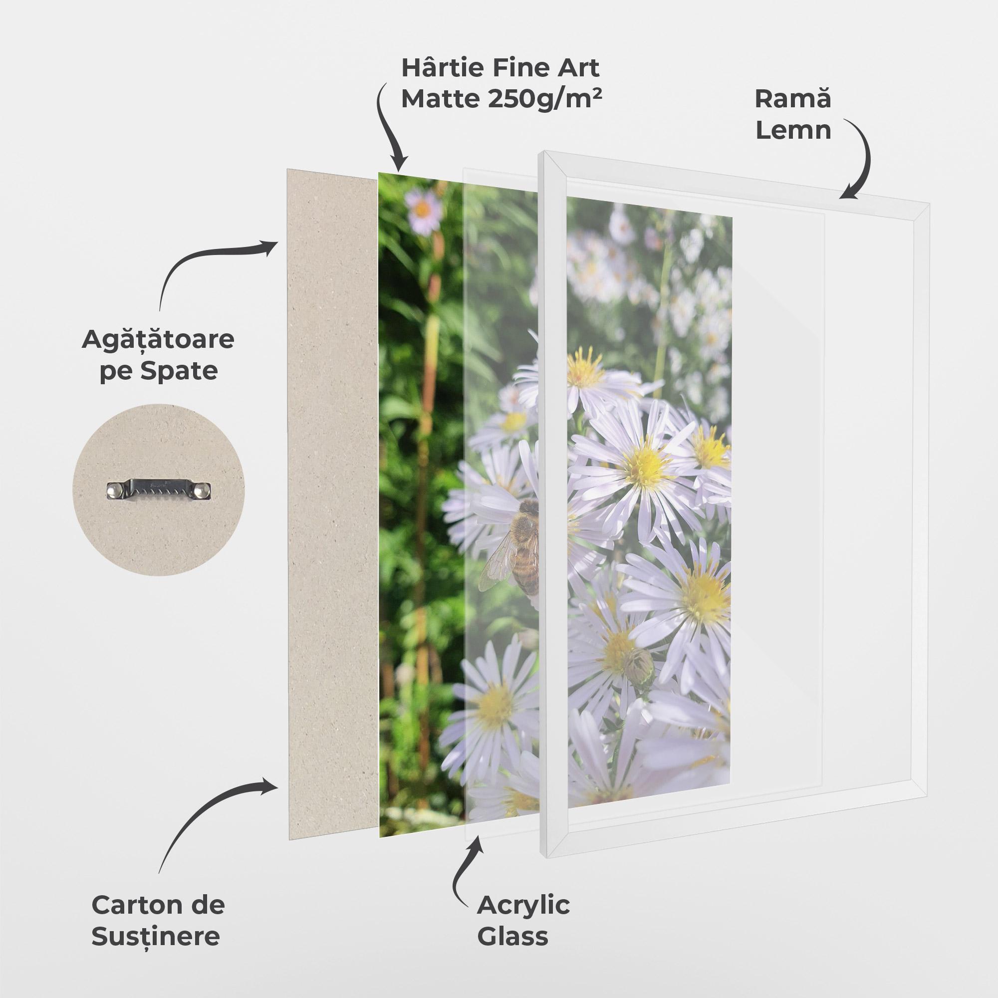 Poster Înrămat Bee On Light Purple Daisy mockup 1