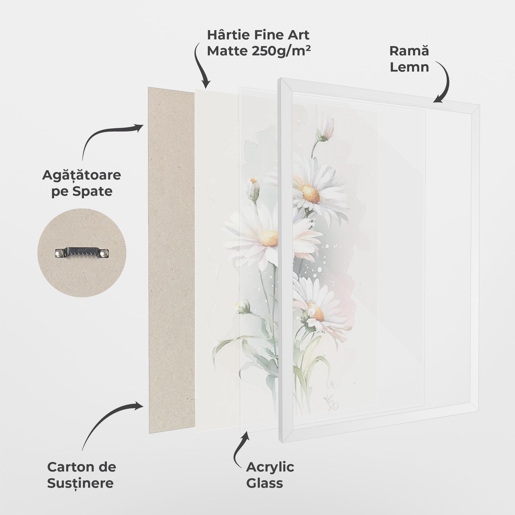 Poster Înrămat Dreamy White Daisy mockup 1