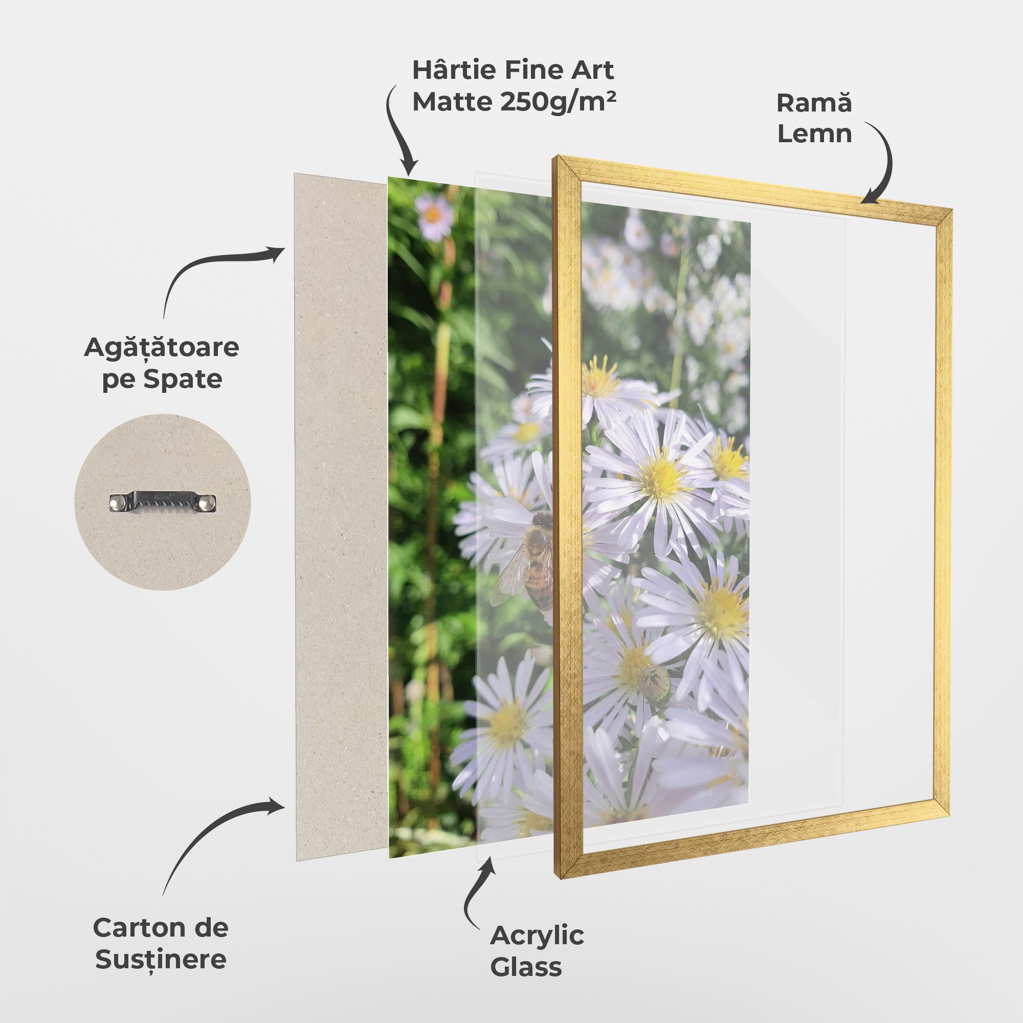 Poster Înrămat Bee On Light Purple Daisy mockup 1