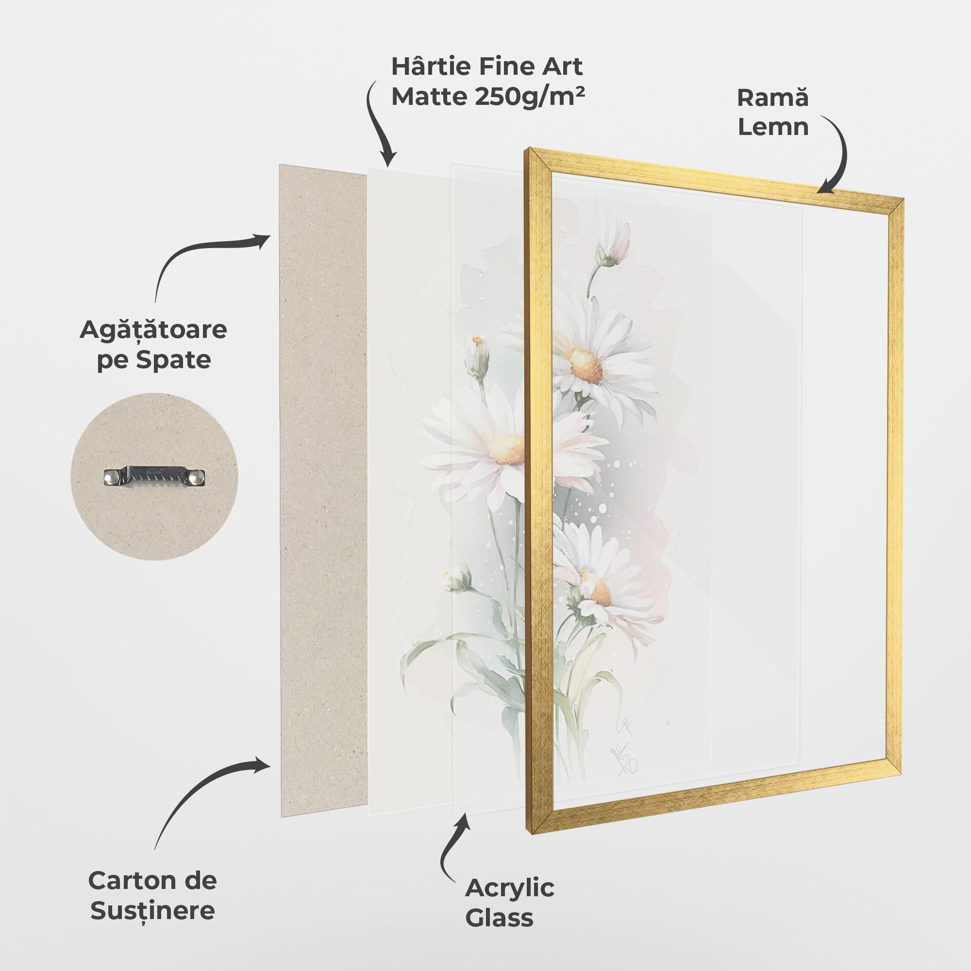 Poster Înrămat Dreamy White Daisy mockup 1