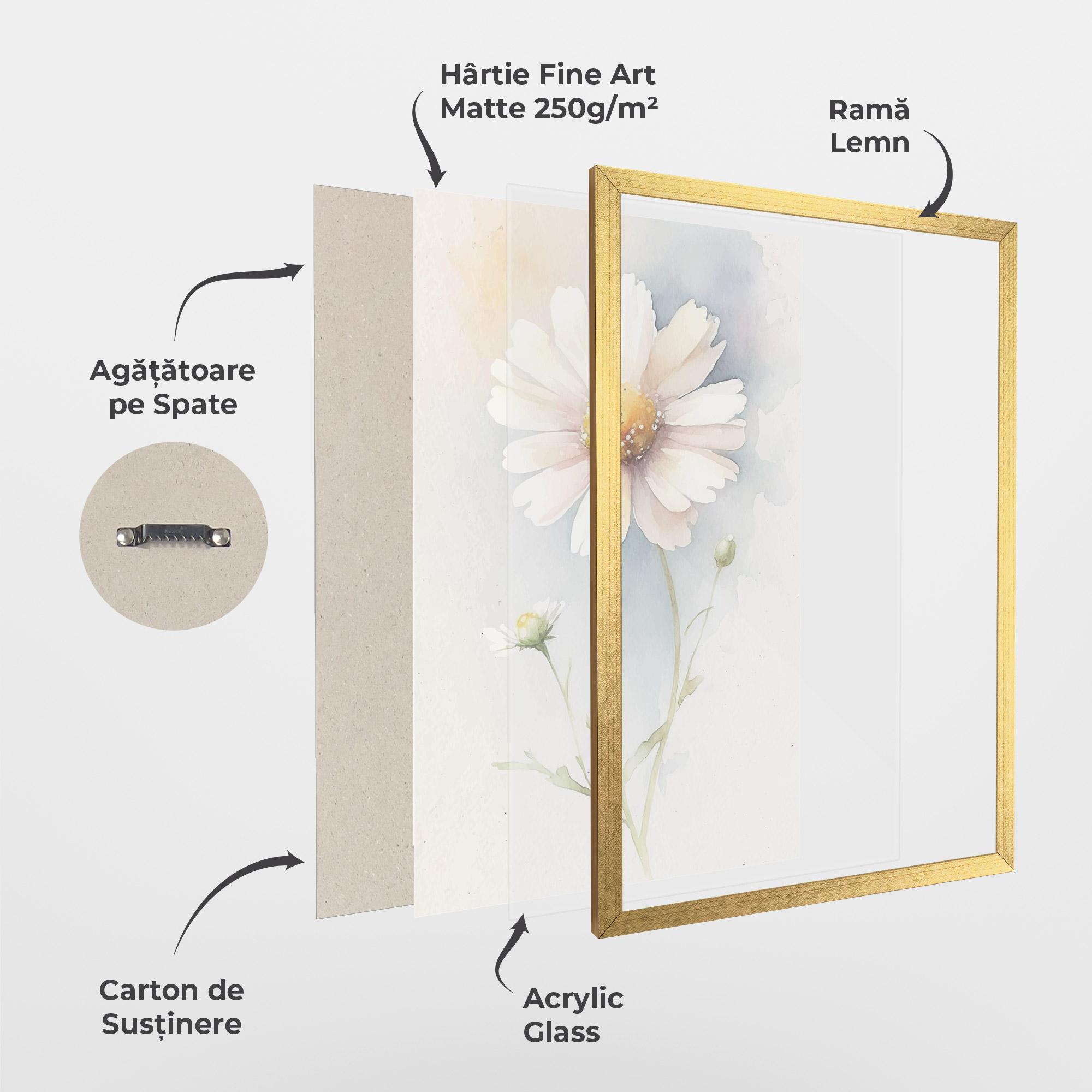 Poster Înrămat Painted White Daisy mockup 1