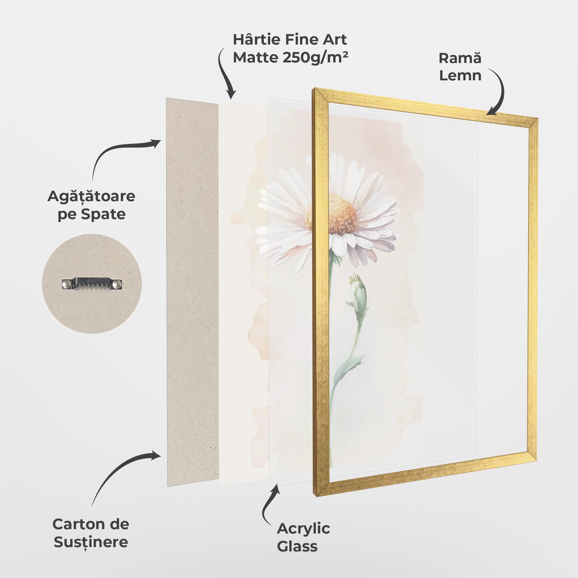 Poster Înrămat Watercolor Daisy mockup 1