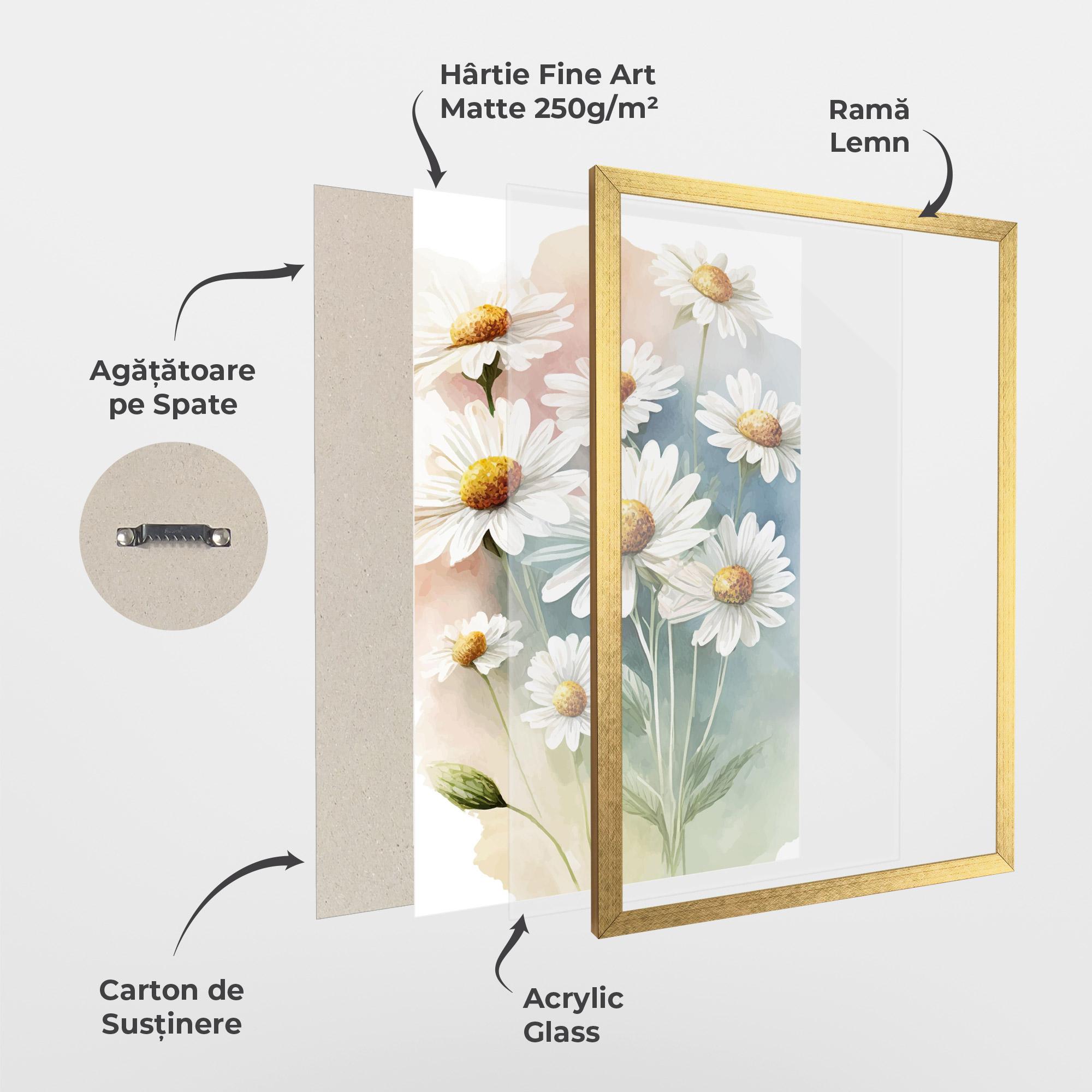 Poster Înrămat White Daisy Art mockup 1