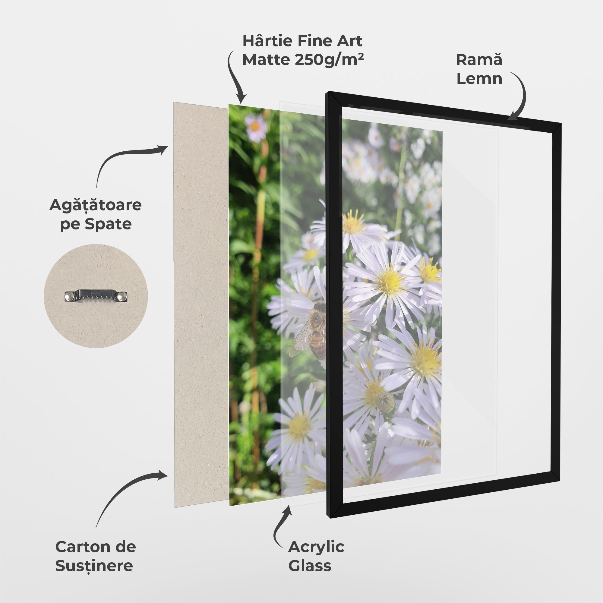 Poster Înrămat Bee On Light Purple Daisy mockup 1