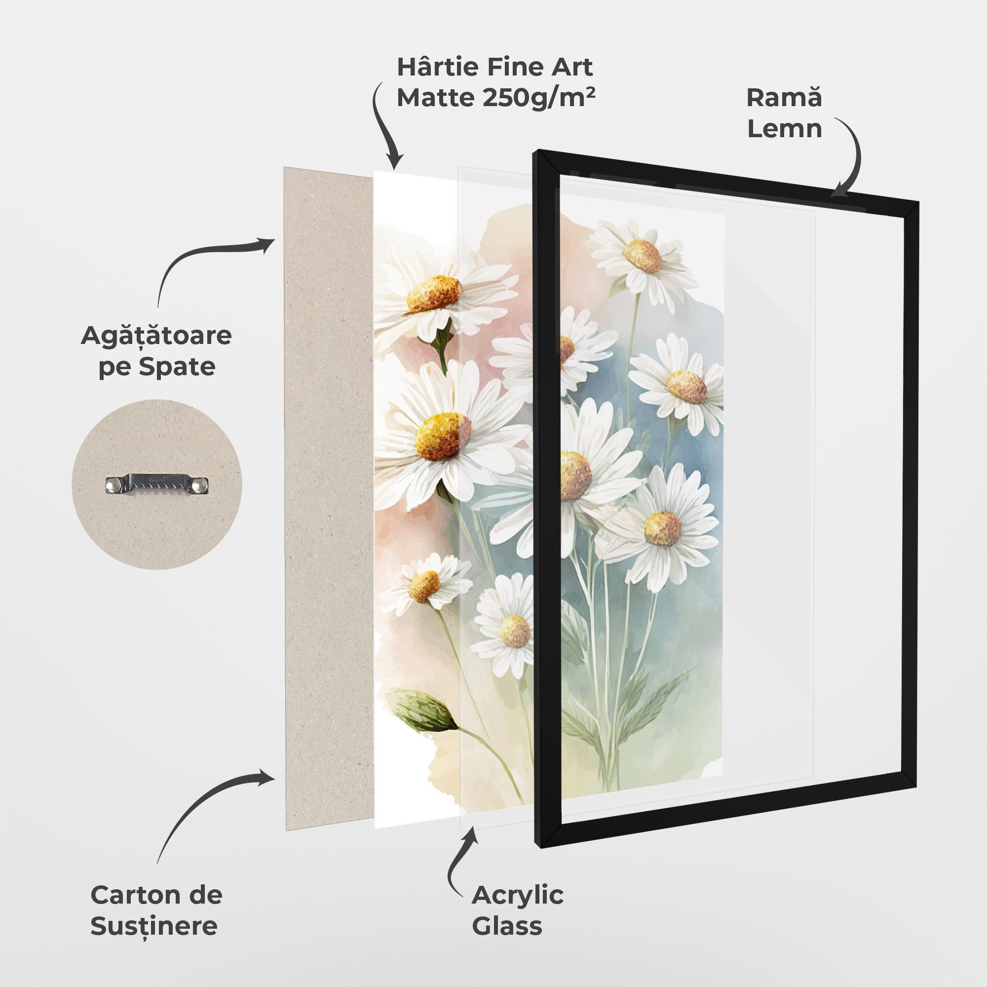 Poster Înrămat White Daisy Art mockup 1