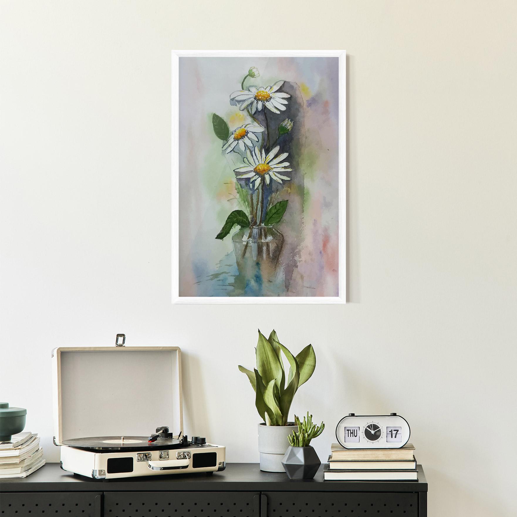 Poster Înrămat Old Daisy Paint mockup 2