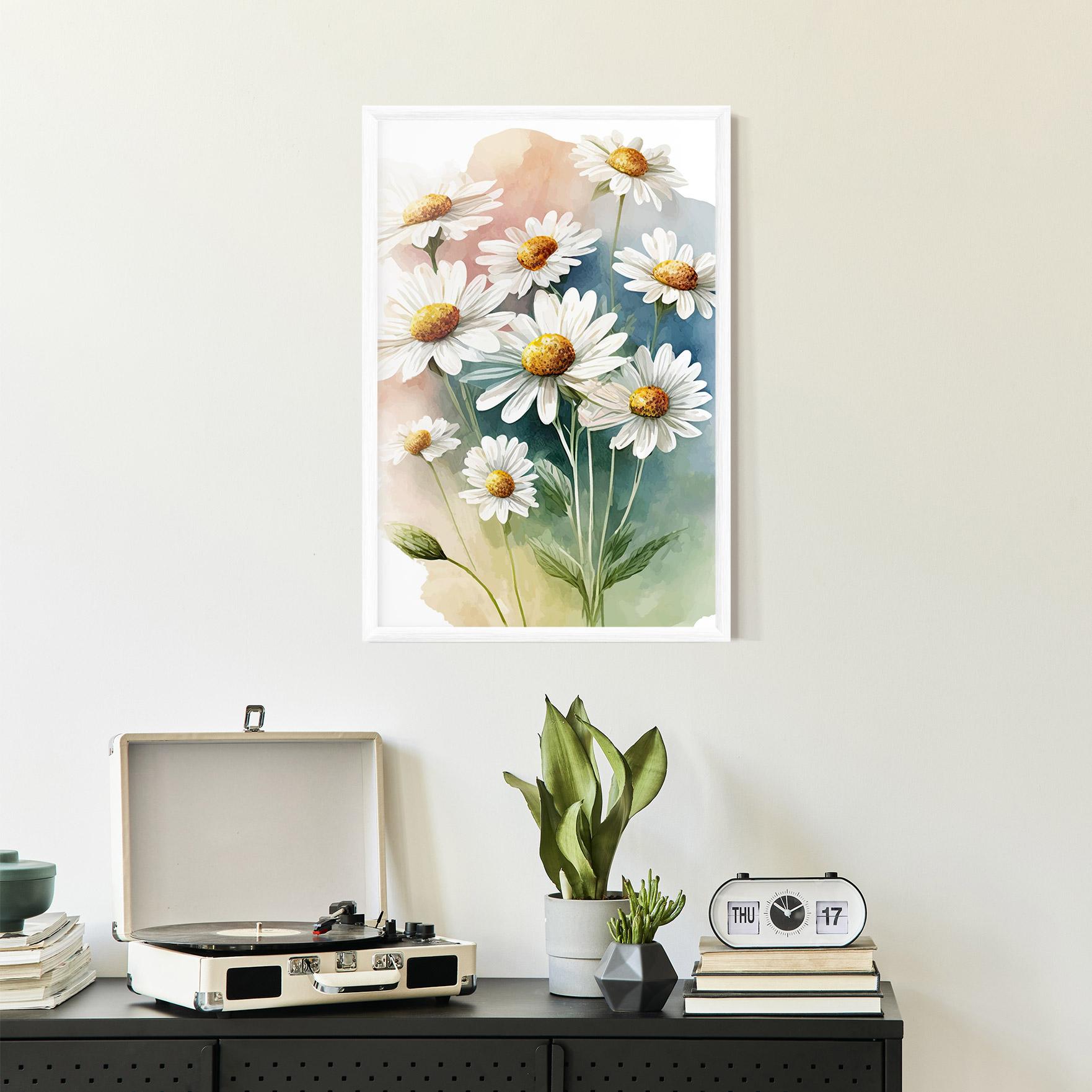 Poster Înrămat White Daisy Art mockup 2