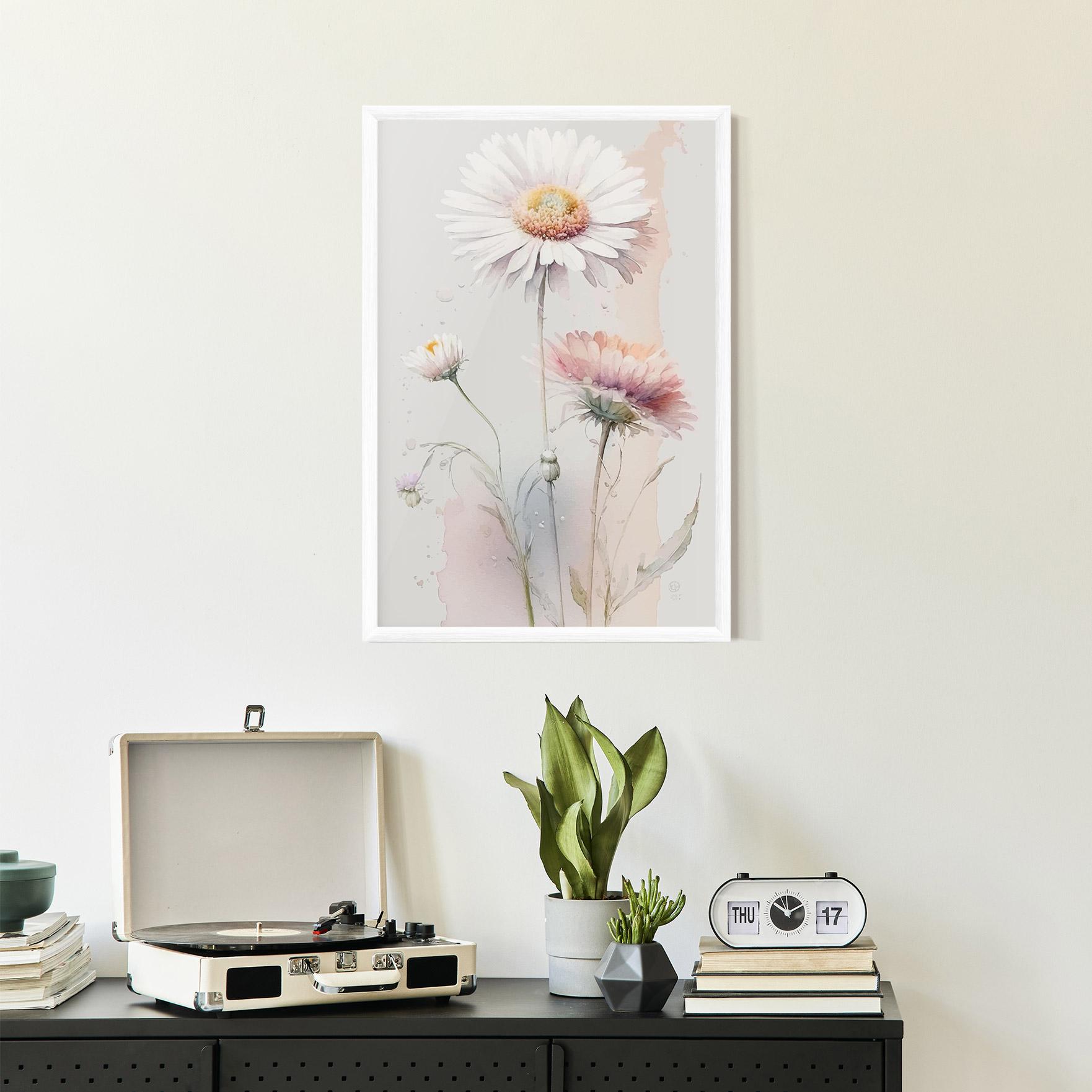 Poster Înrămat White Painted Daisy mockup 2