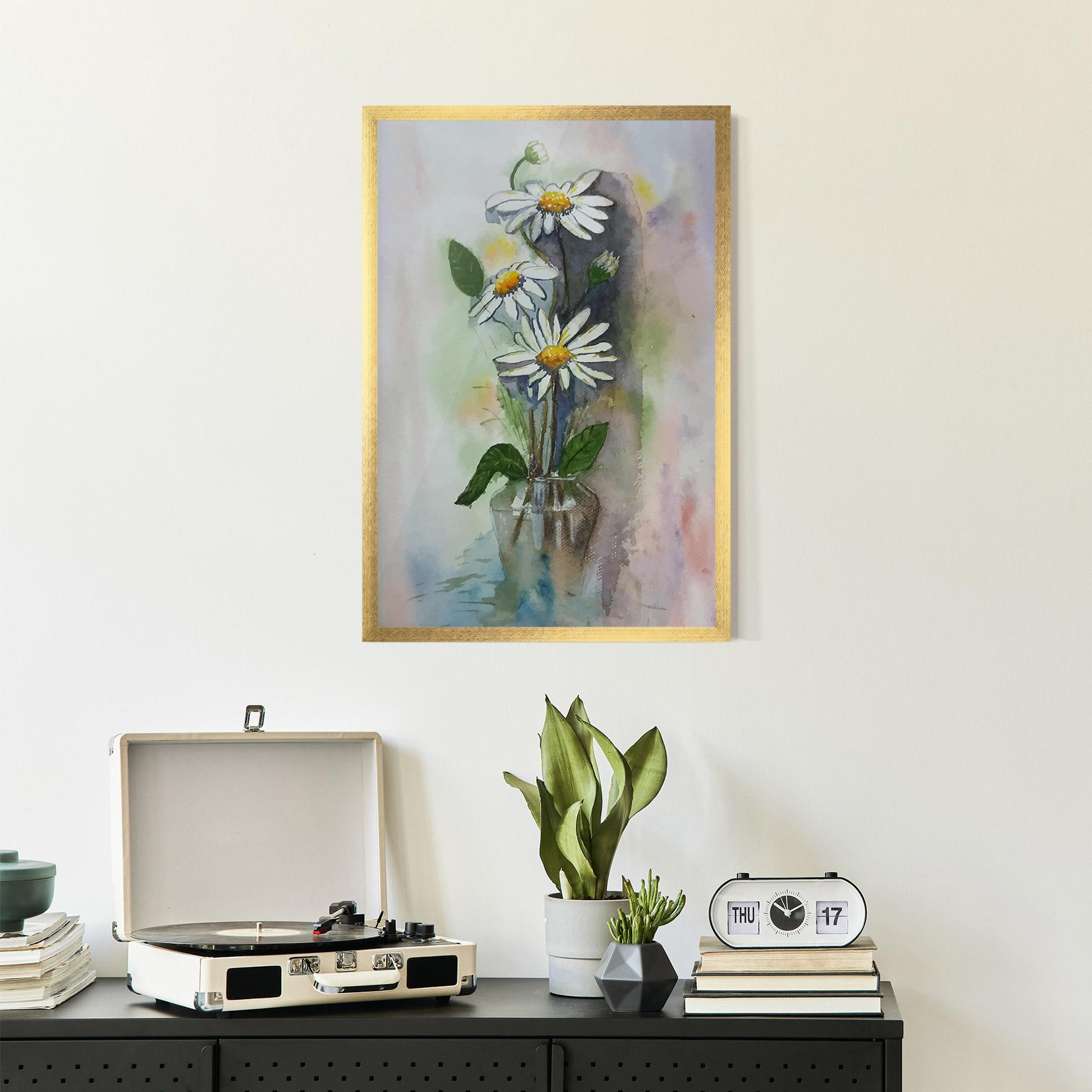 Poster Înrămat Old Daisy Paint mockup 2