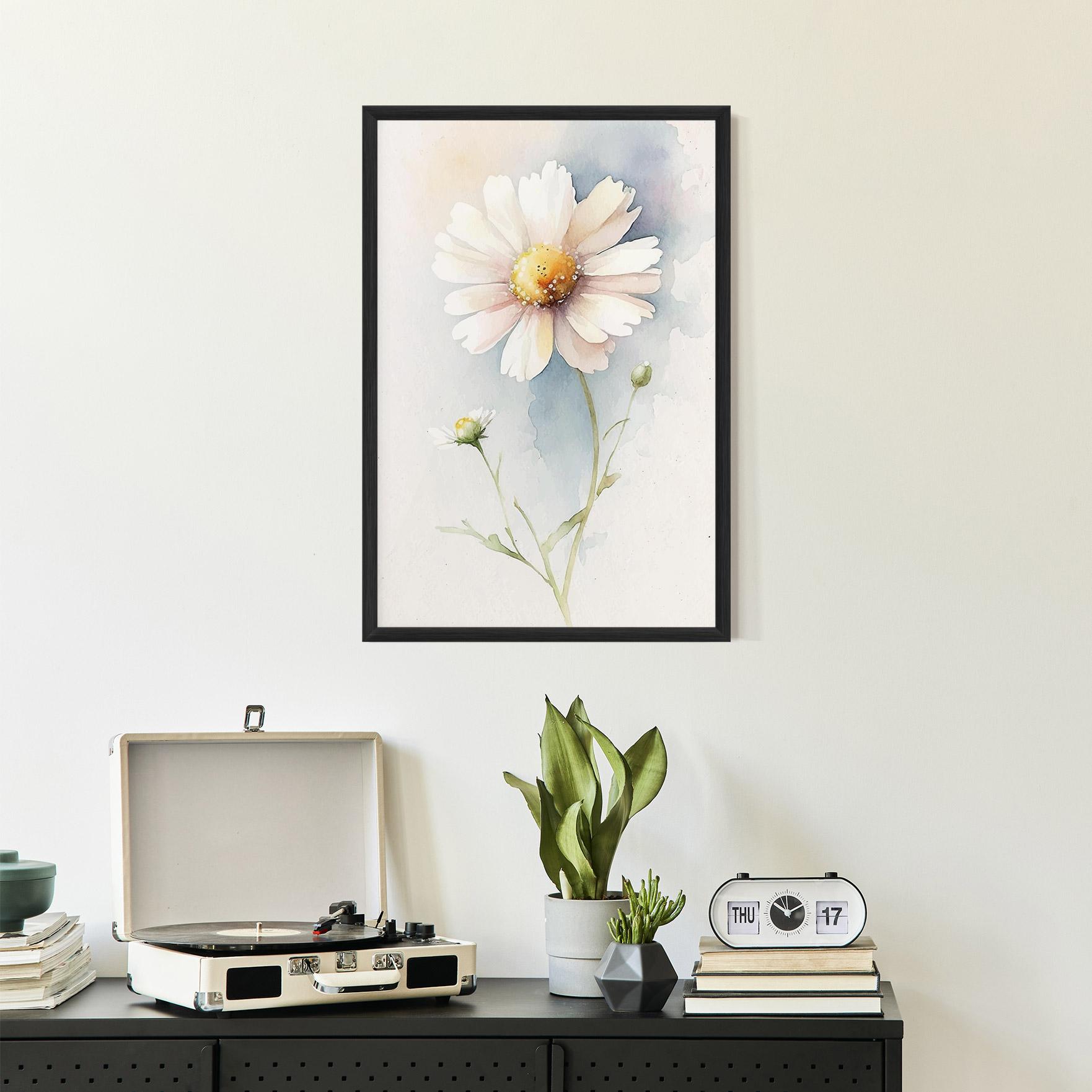 Poster Înrămat Painted White Daisy mockup 2