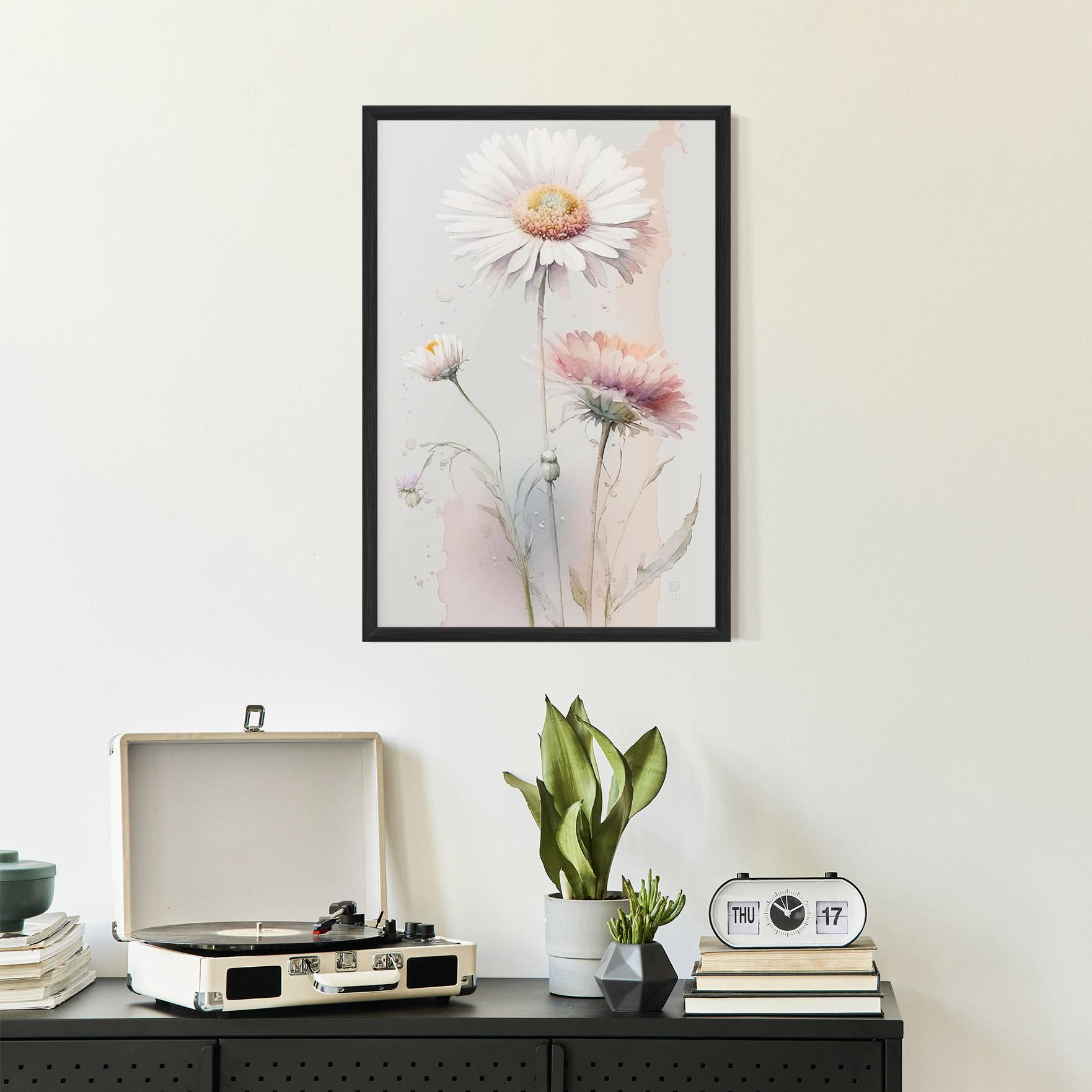 Poster Înrămat White Painted Daisy mockup 2