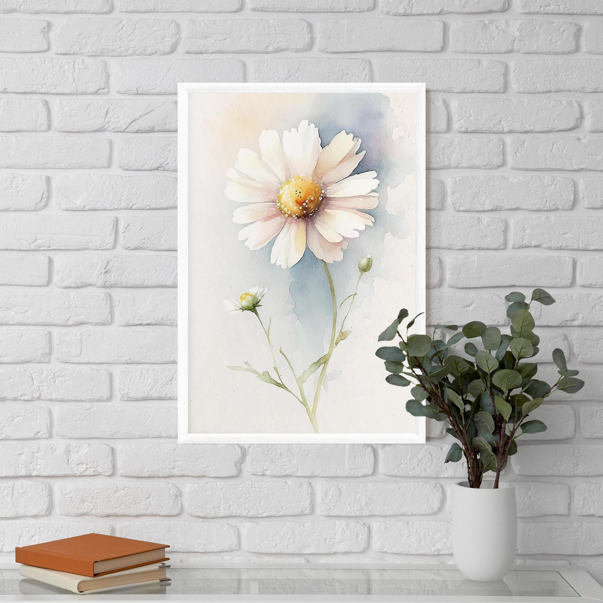 Poster Înrămat Painted White Daisy mockup 5